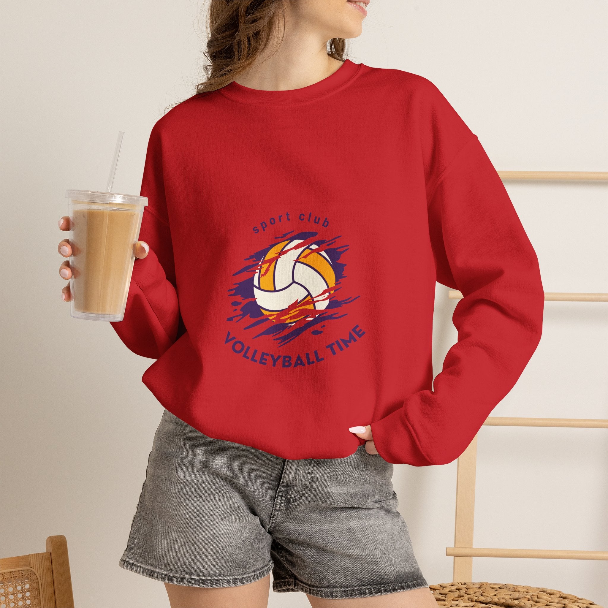 Volleyball Time Crewneck Sweatshirt — Sport Club Graphic Pullover