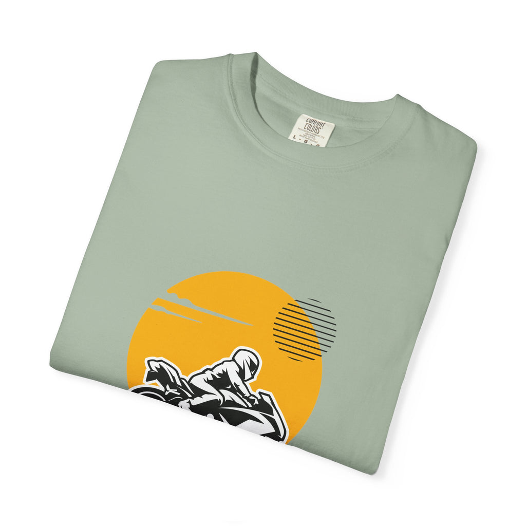 Motorcycle Rider T-Shirt — Retro Sunset Biker Graphic