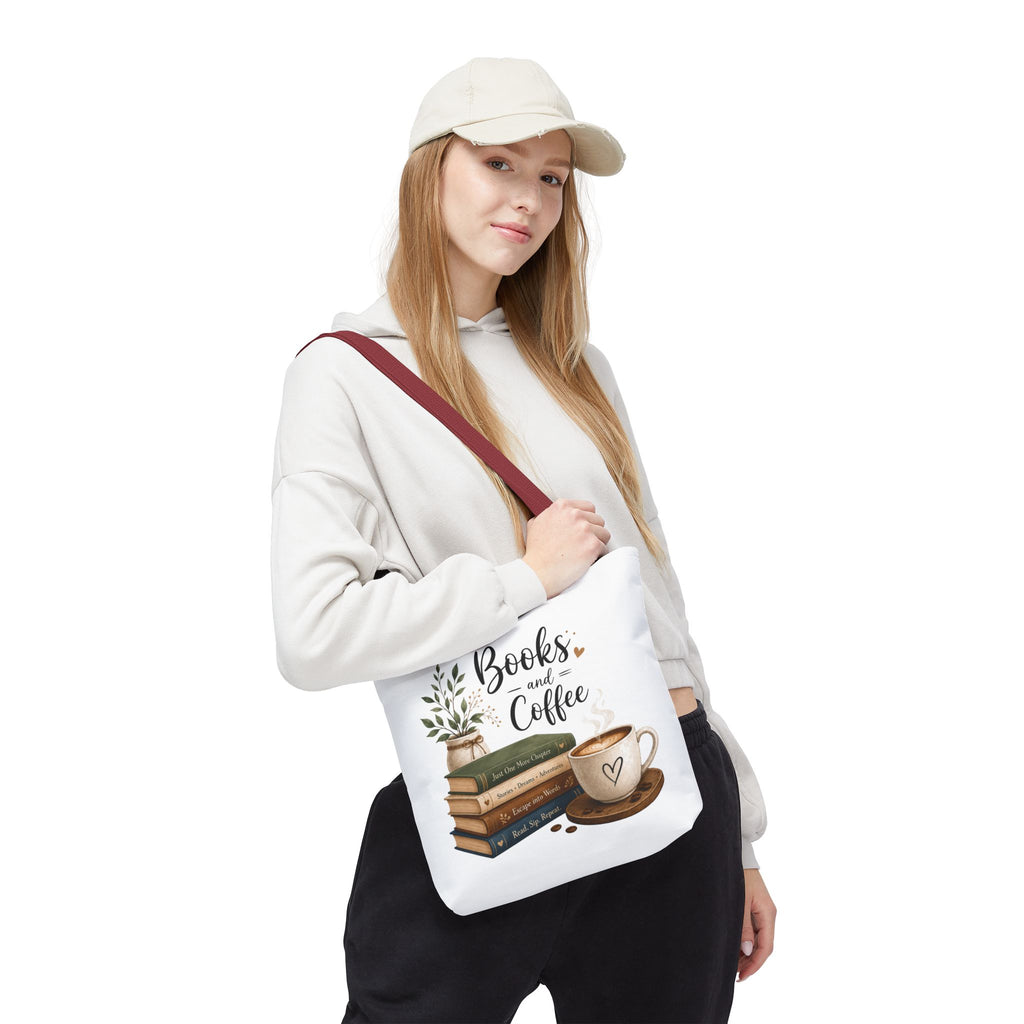 Books and Coffee Tote Bag — Book Lover Canvas Tote