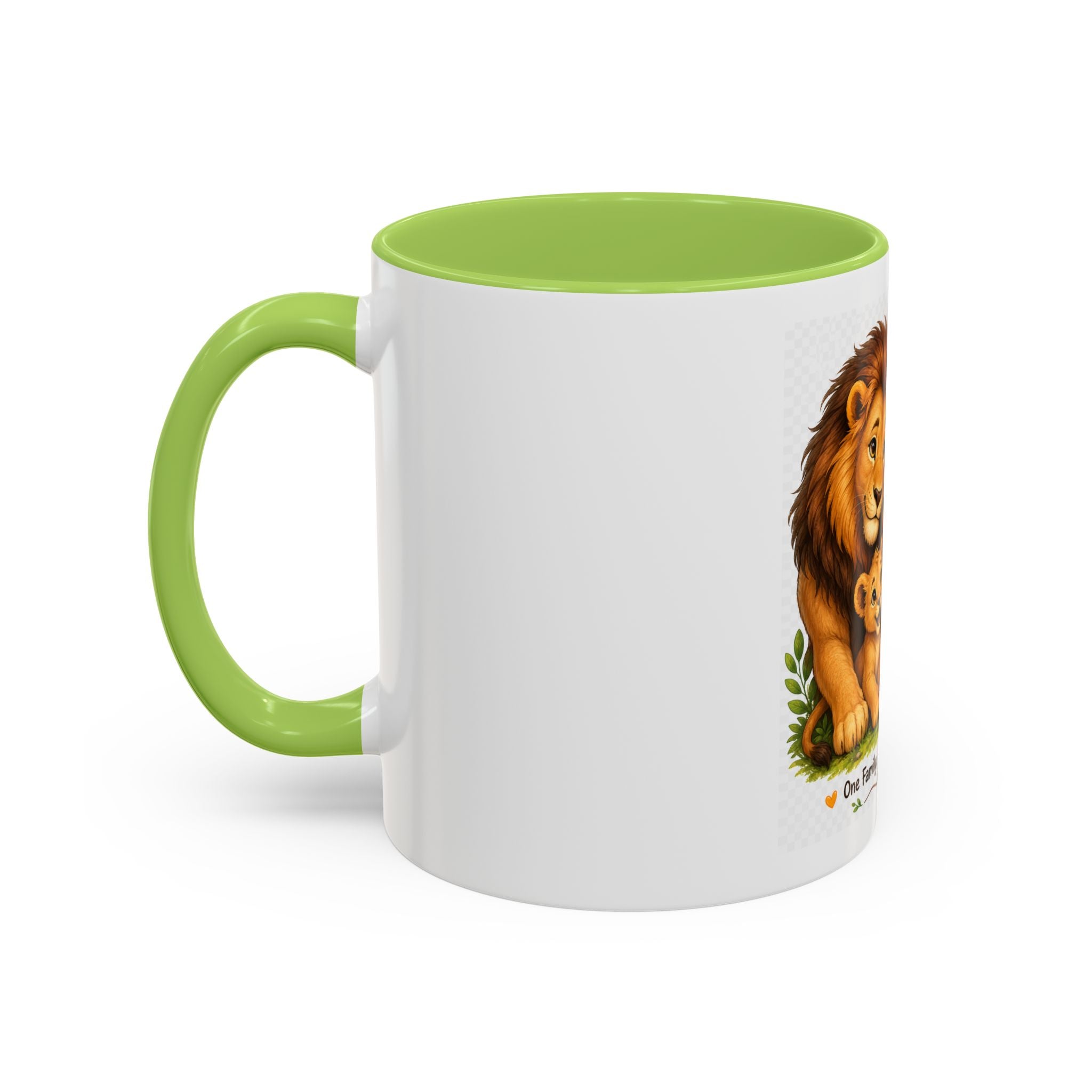 Family Lion Coffee Mug — "Together We Are Strong, Love Grows Here" Accent Mug