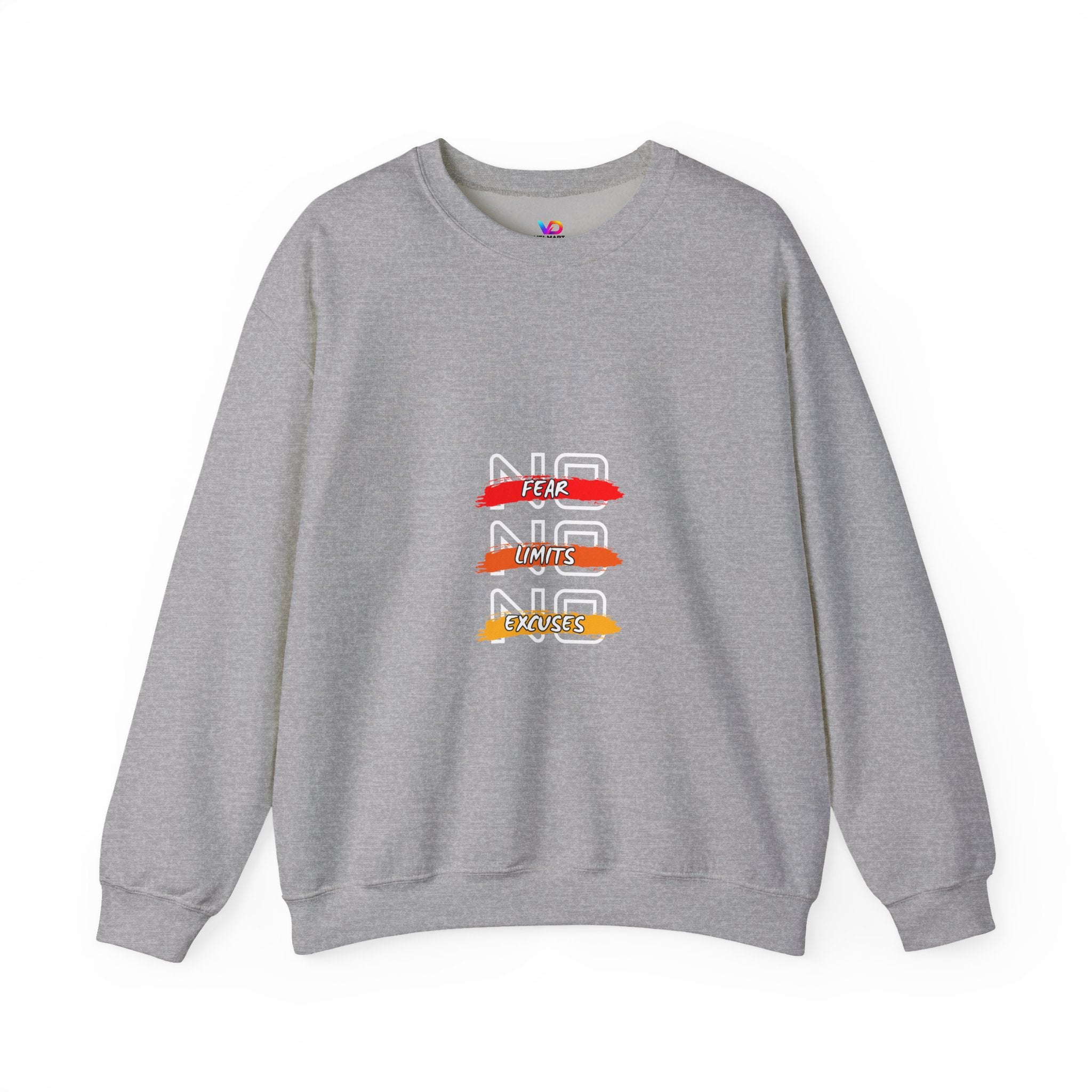 No Fear No Limits No Doubt Crewneck Sweatshirt — Motivational Graphic Pullover
