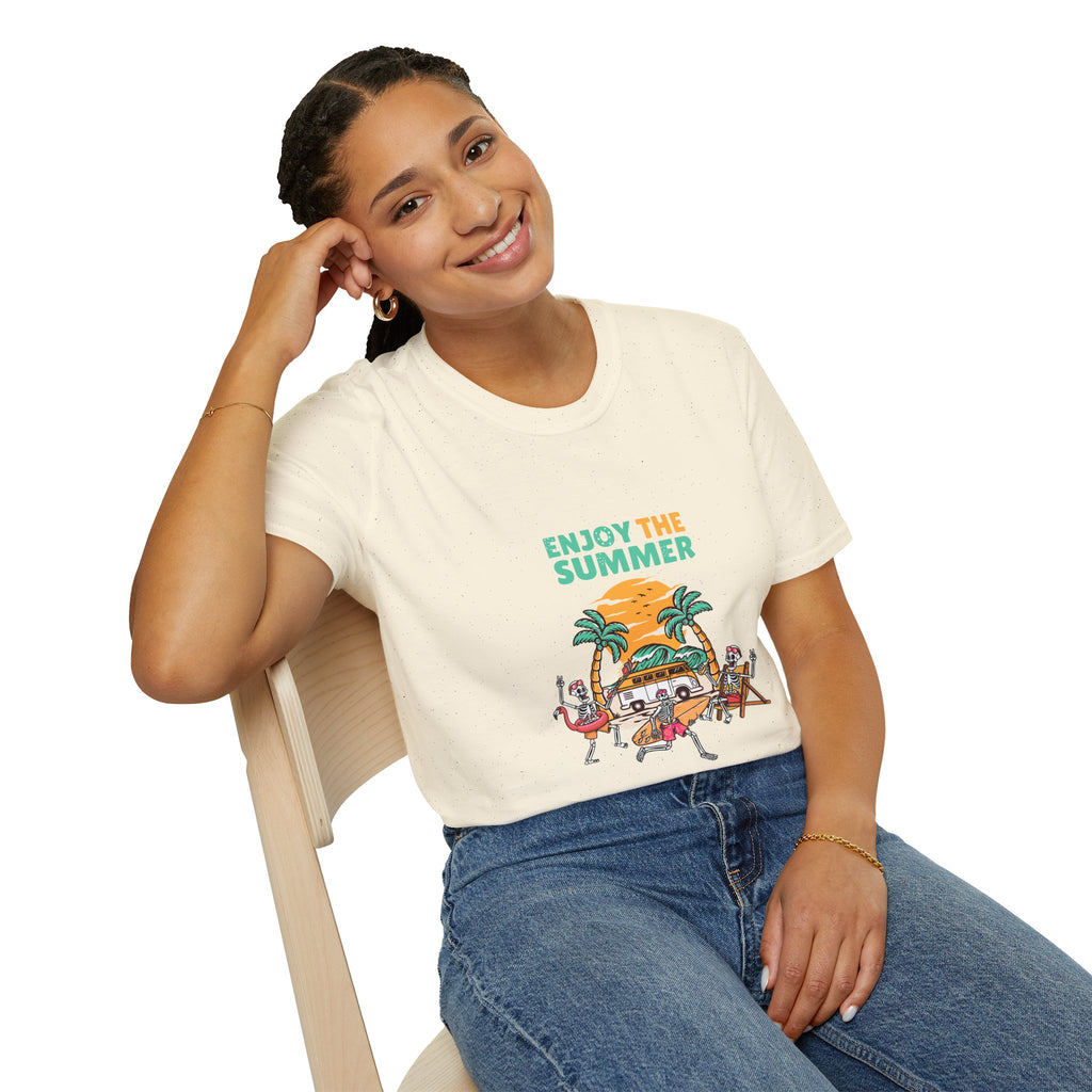 Summer Beach T-Shirt — "Enjoy The Summer" Palm Tree Surf Graphic