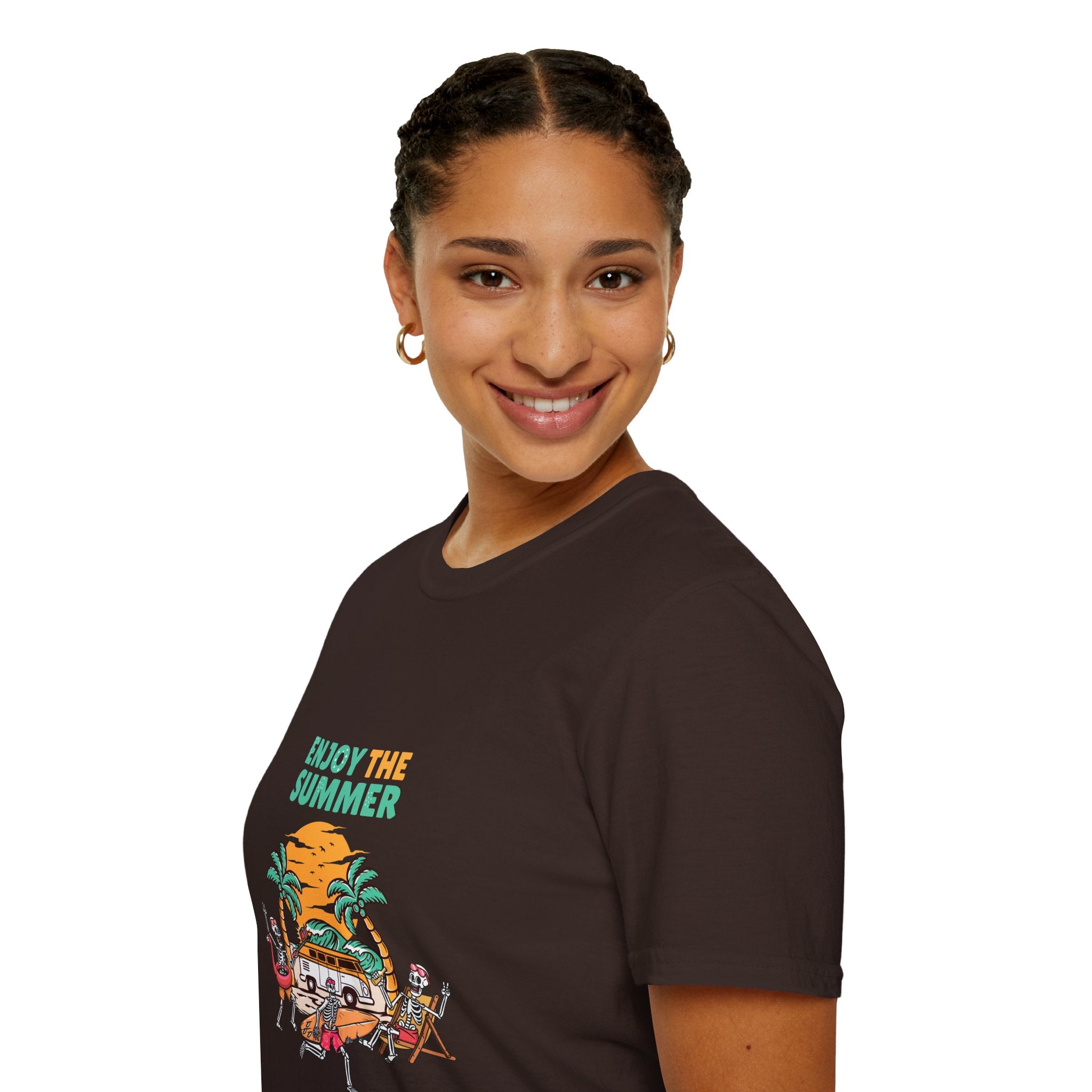 Summer Beach T-Shirt — "Enjoy The Summer" Palm Tree Surf Graphic