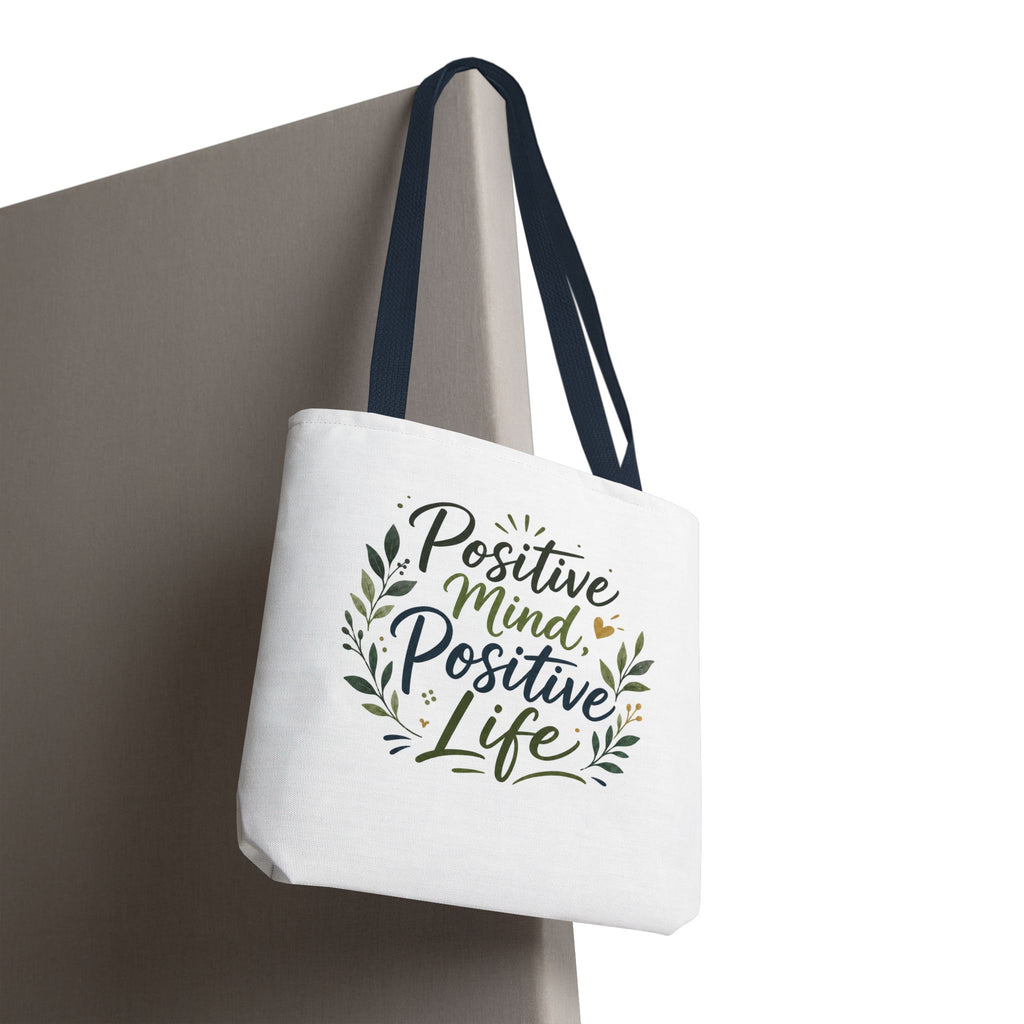Positive Mind, Positive Life Tote Bag — Inspirational Floral Canvas Shopper
