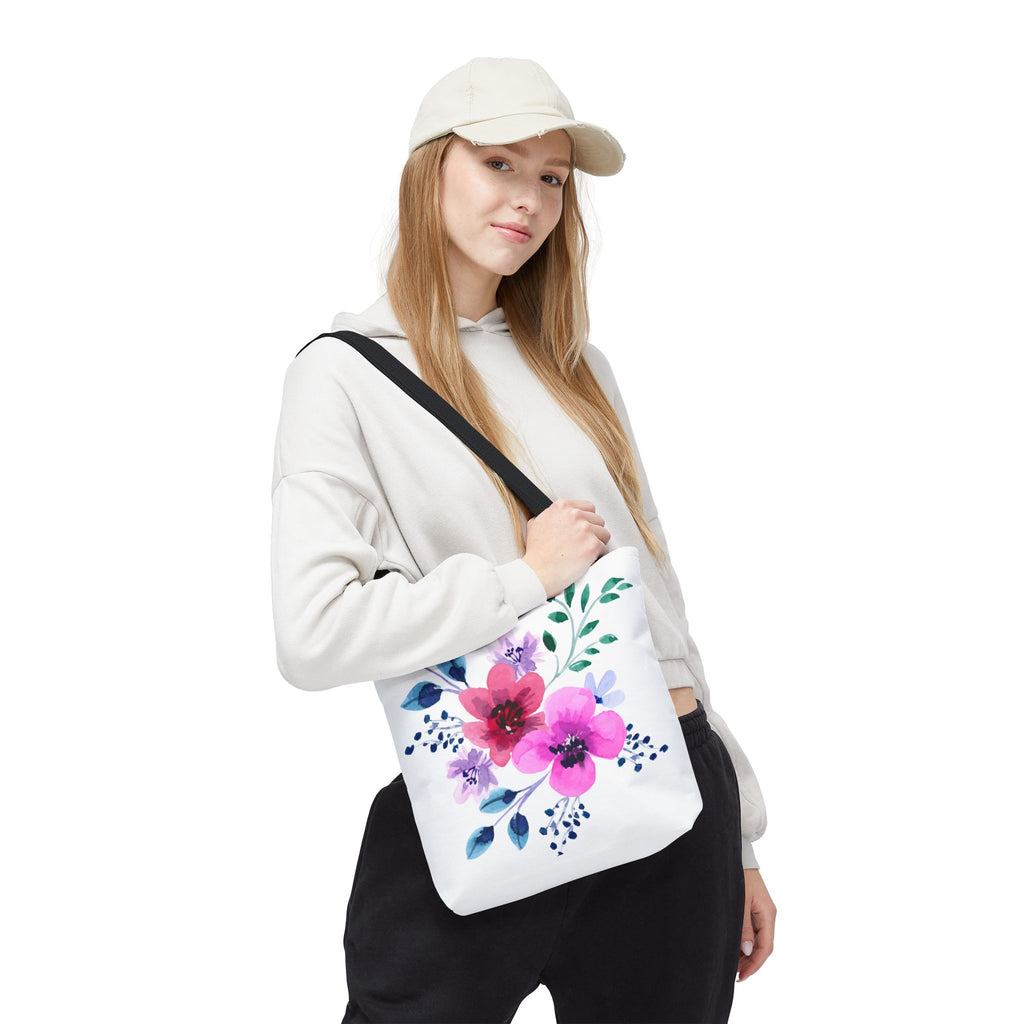 Floral Watercolor Tote Bag — Pink Blossoms All-Over Print