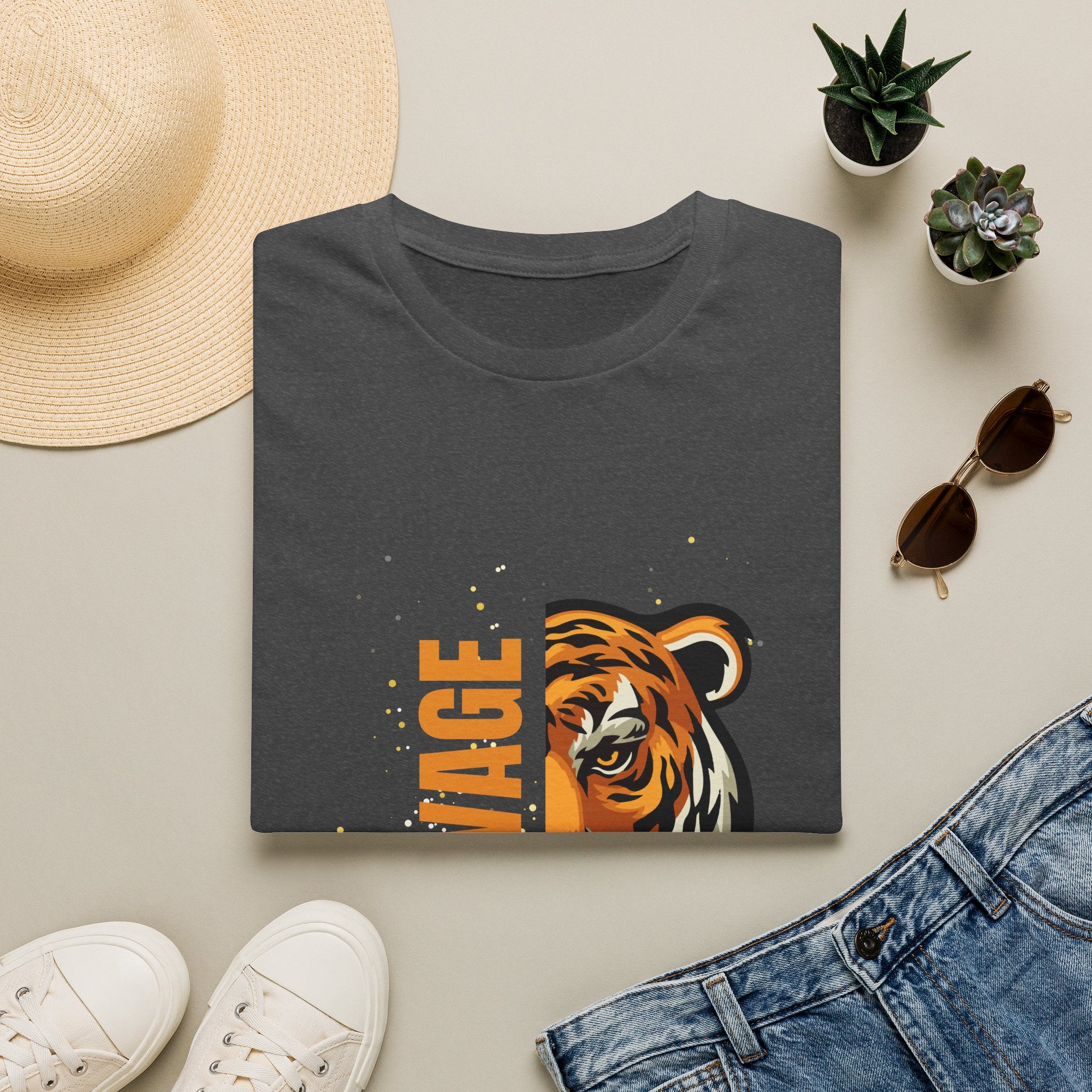 Savage Tiger Graphic T-Shirt — Bold Vintage Tiger Face Tee