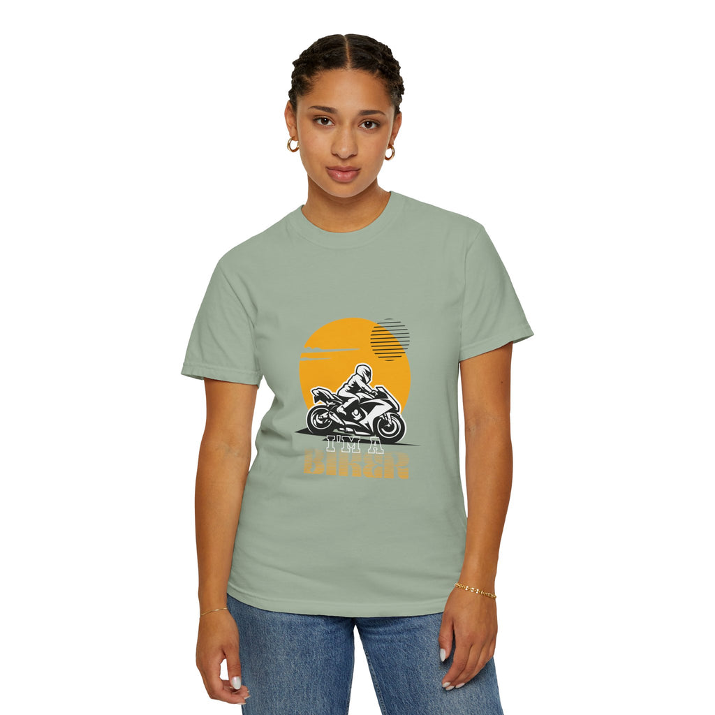 Motorcycle Rider T-Shirt — Retro Sunset Biker Graphic