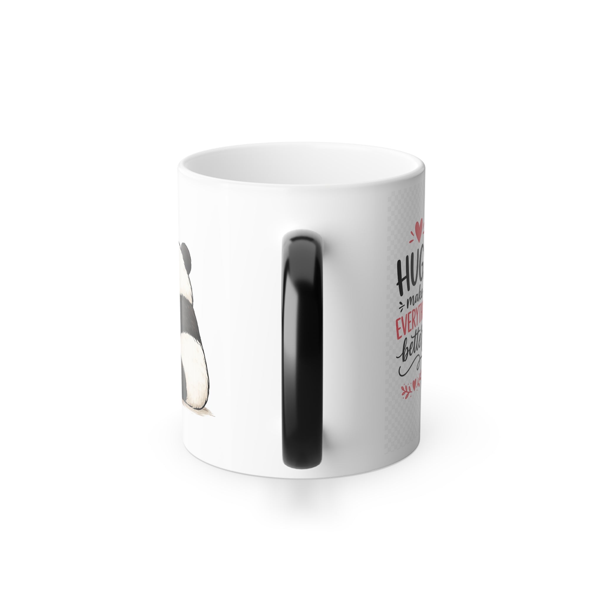 Color-Changing Panda Mug — "Hugs Make Everything Better" 11oz