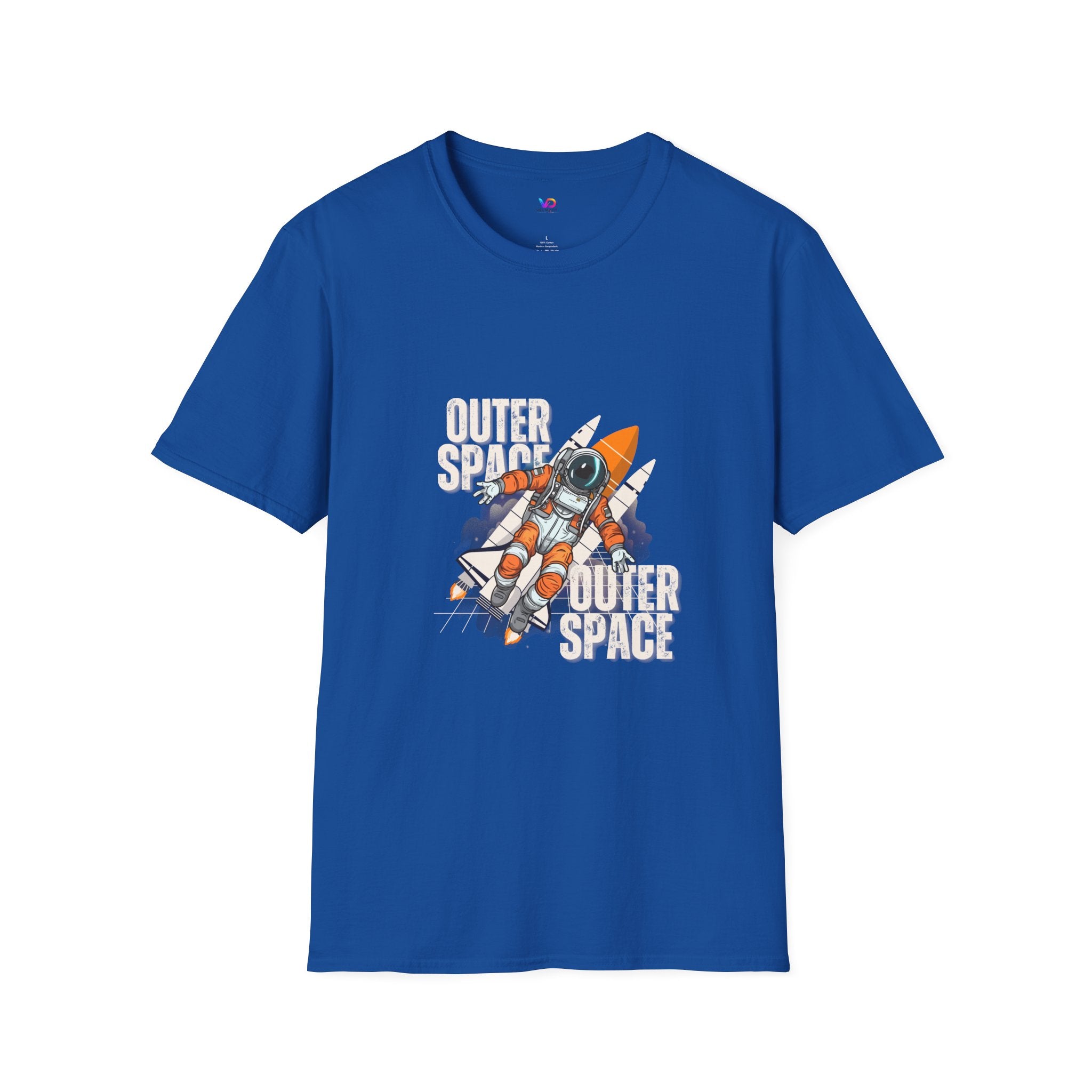 Outer Space Rocket Astronaut Tee — Retro Orange Space Shuttle T-Shirt