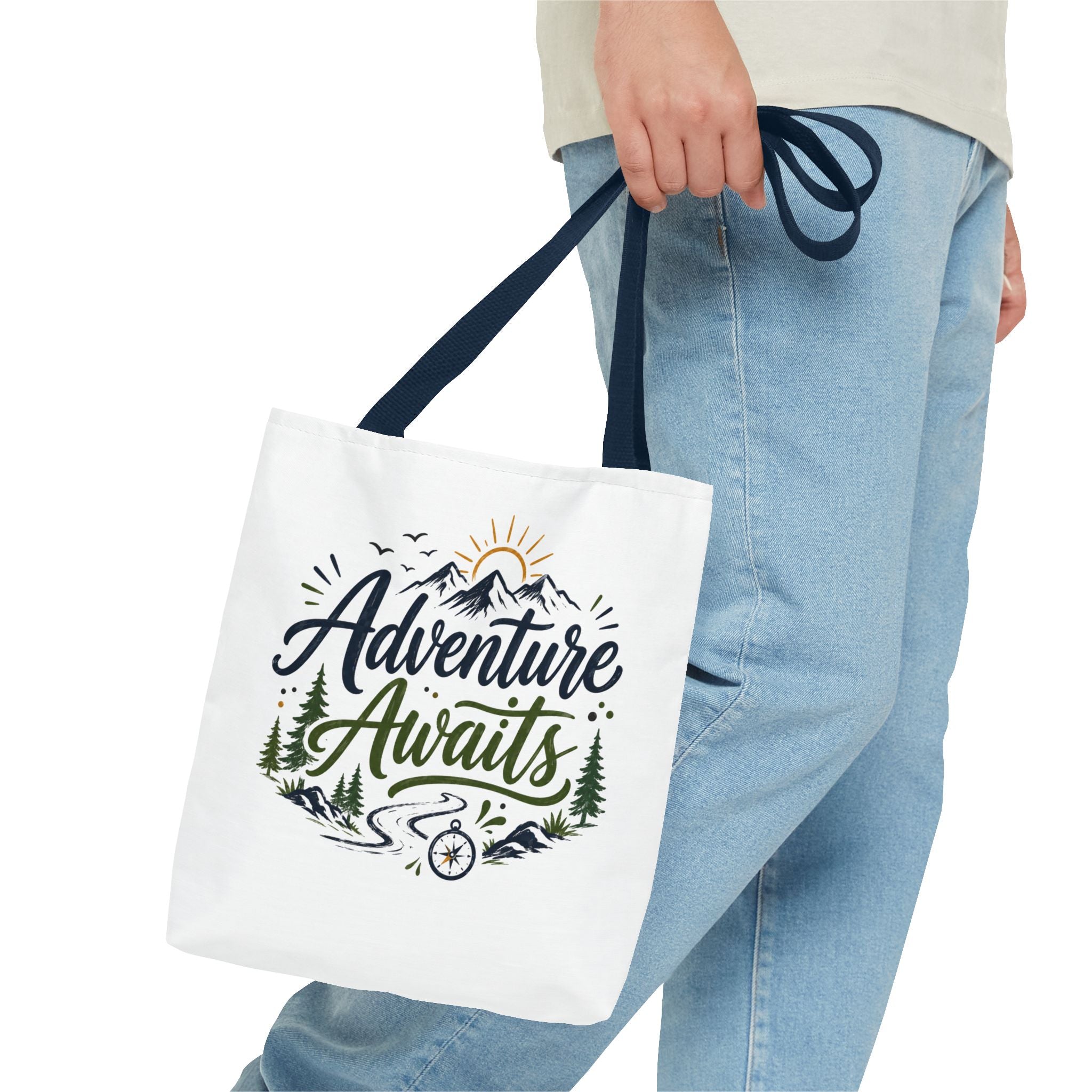 Adventure Awaits Tote Bag — Mountain Hiking Travel Canvas Tote