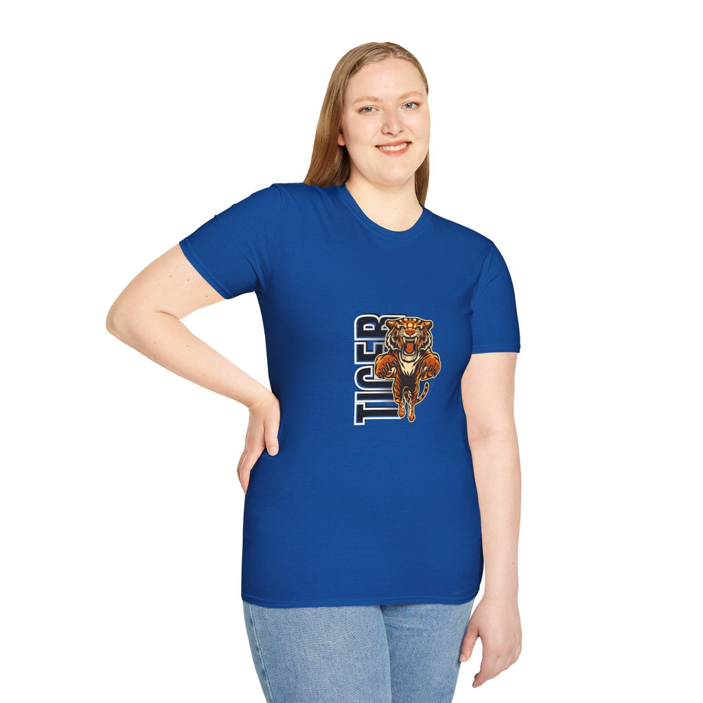 Tiger Graphic T-Shirt – Fierce Roaring Tiger Vertical Text Design