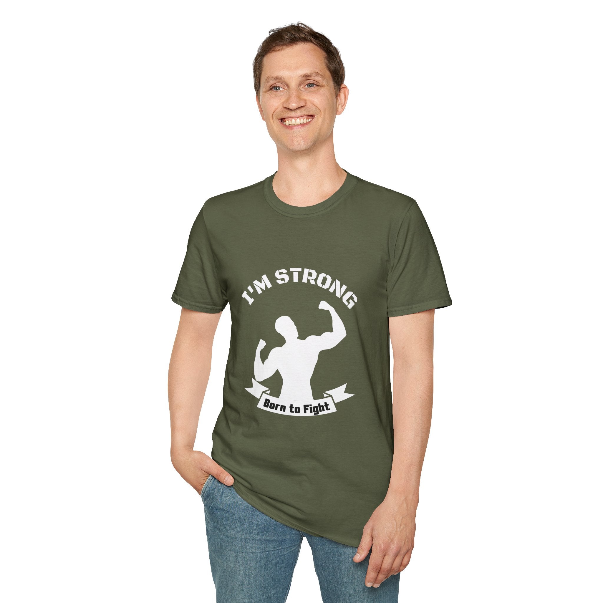 I'm Strong 'Born to Fight' T-Shirt — Motivational Fitness Muscle Tee
