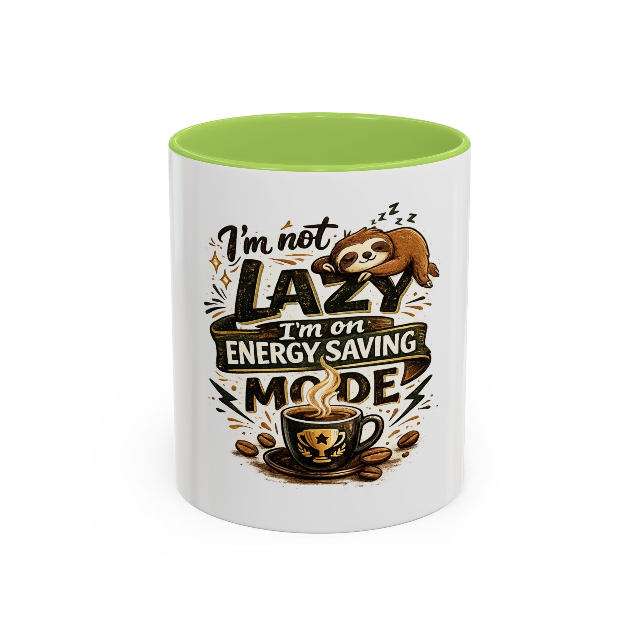 Energy-Saving Mode Coffee Mug — "I'm Not Lazy" Sloth Coffee Cup (11/15oz)