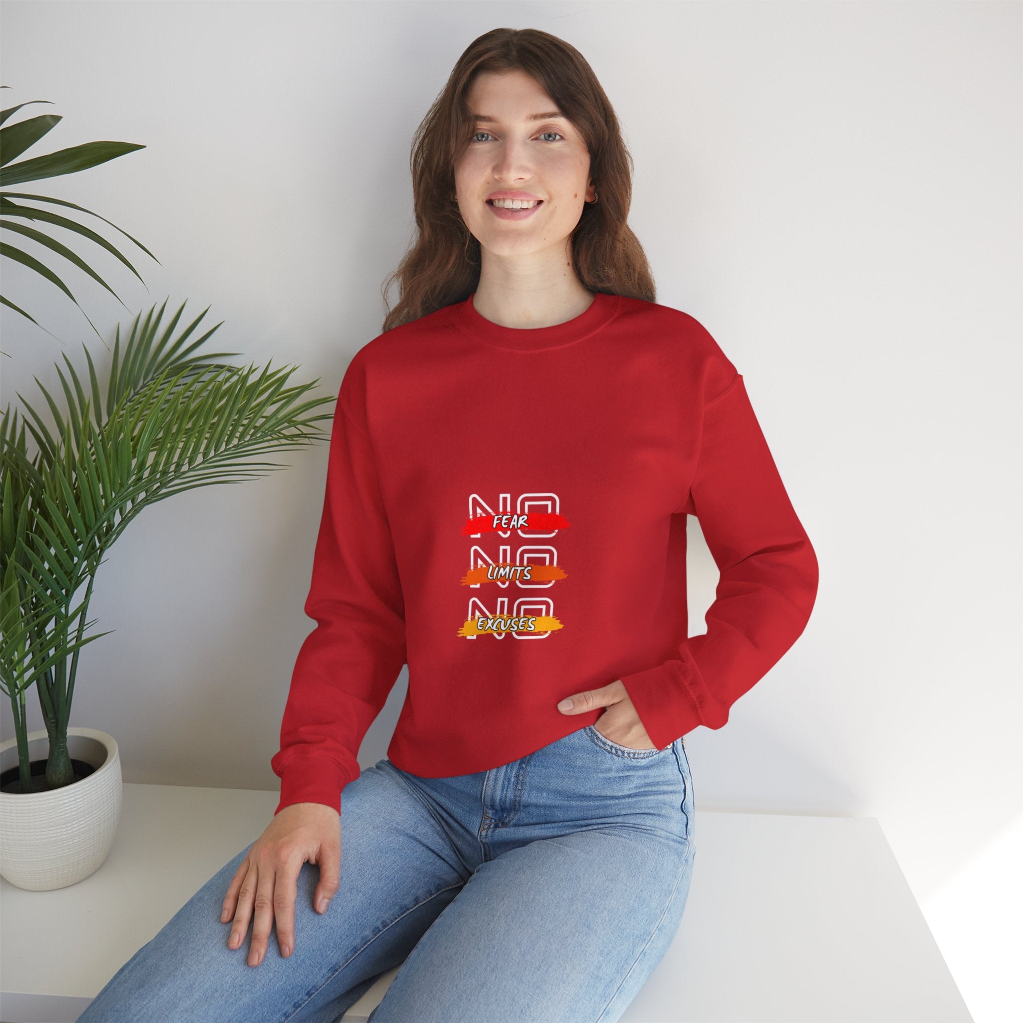 No Fear No Limits No Doubt Crewneck Sweatshirt — Motivational Graphic Pullover