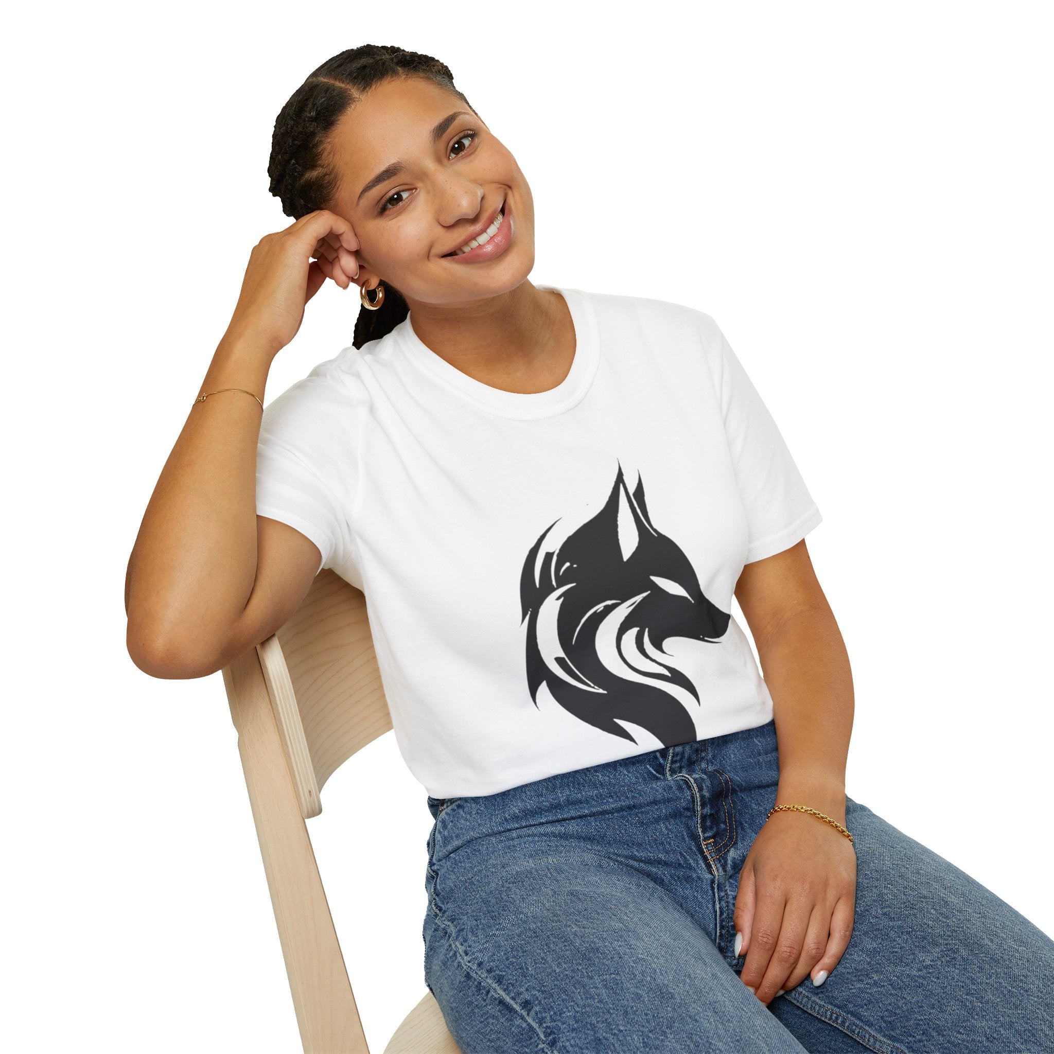 Wolf Silhouette T-Shirt — Tribal Black Wolf Graphic Tee