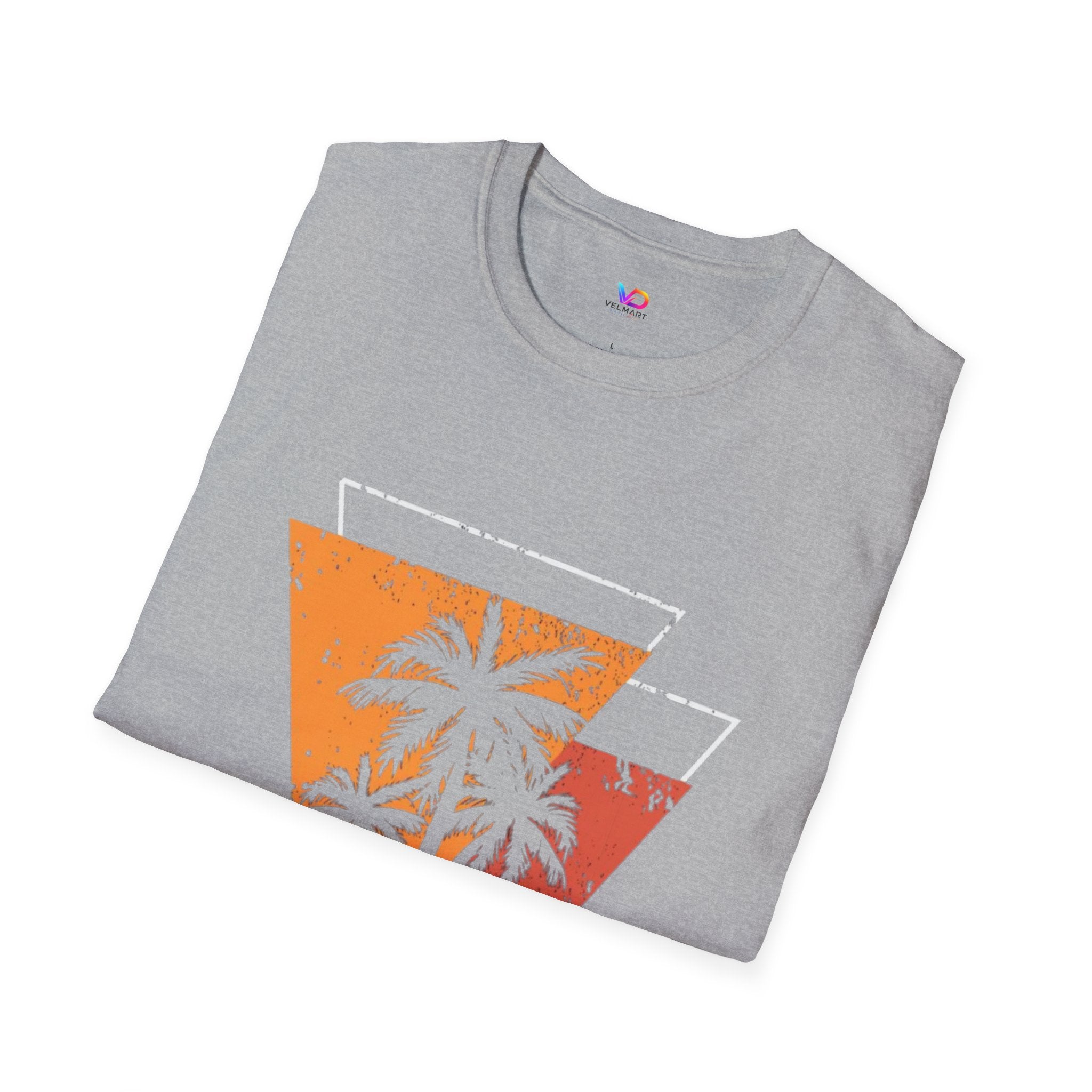 Vintage Palm Triangle T‑Shirt — Retro Sunset Beach Tee
