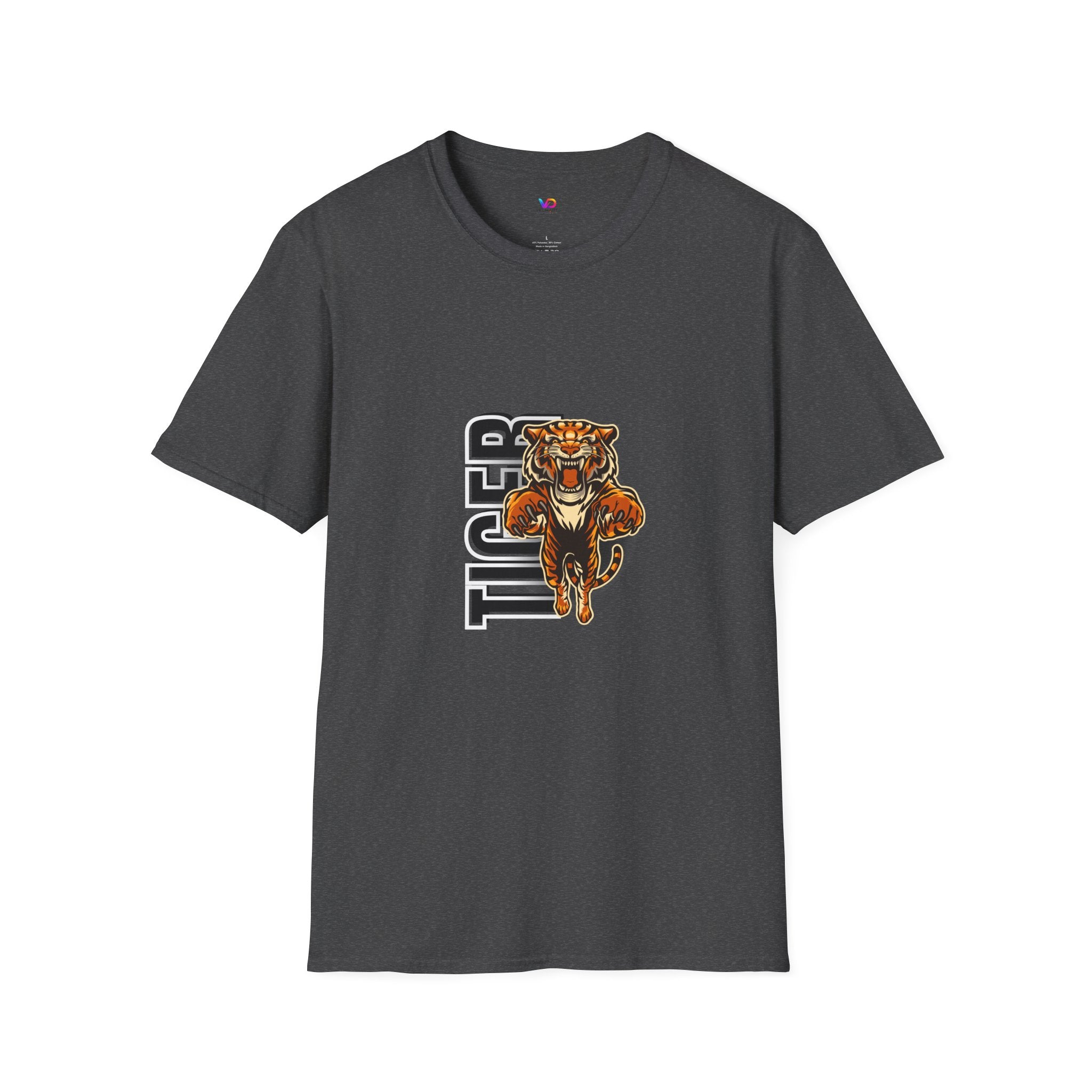 Tiger Graphic T-Shirt – Fierce Roaring Tiger Vertical Text Design