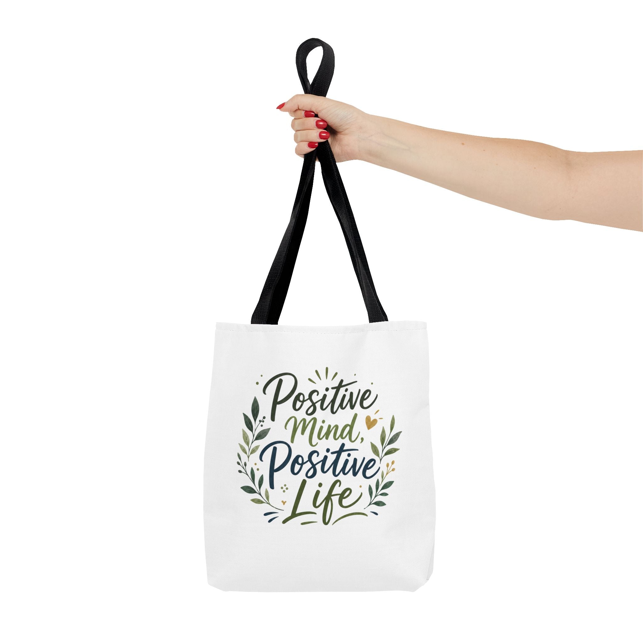 Positive Mind, Positive Life Tote Bag — Inspirational Floral Canvas Shopper