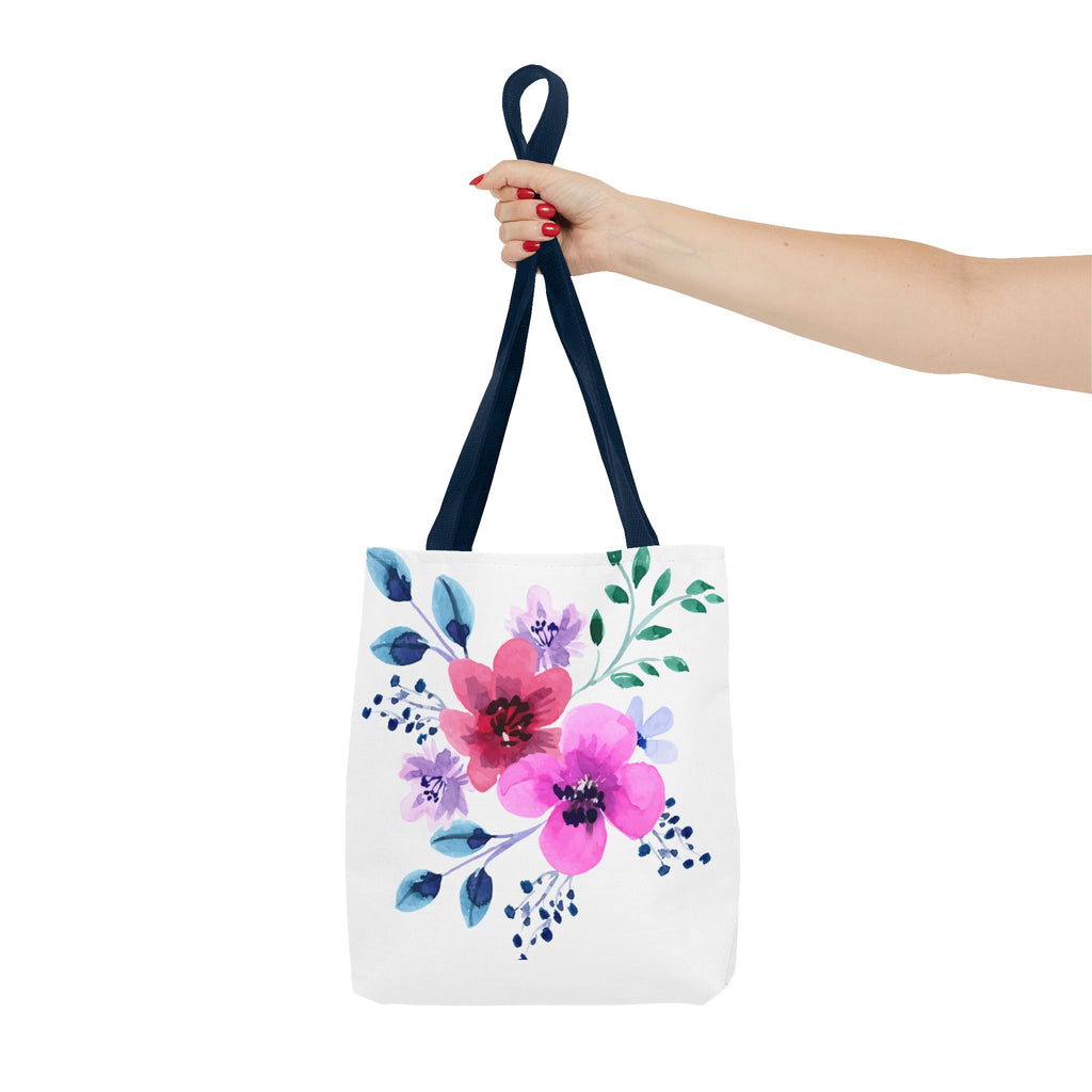 Floral Watercolor Tote Bag — Pink Blossoms All-Over Print