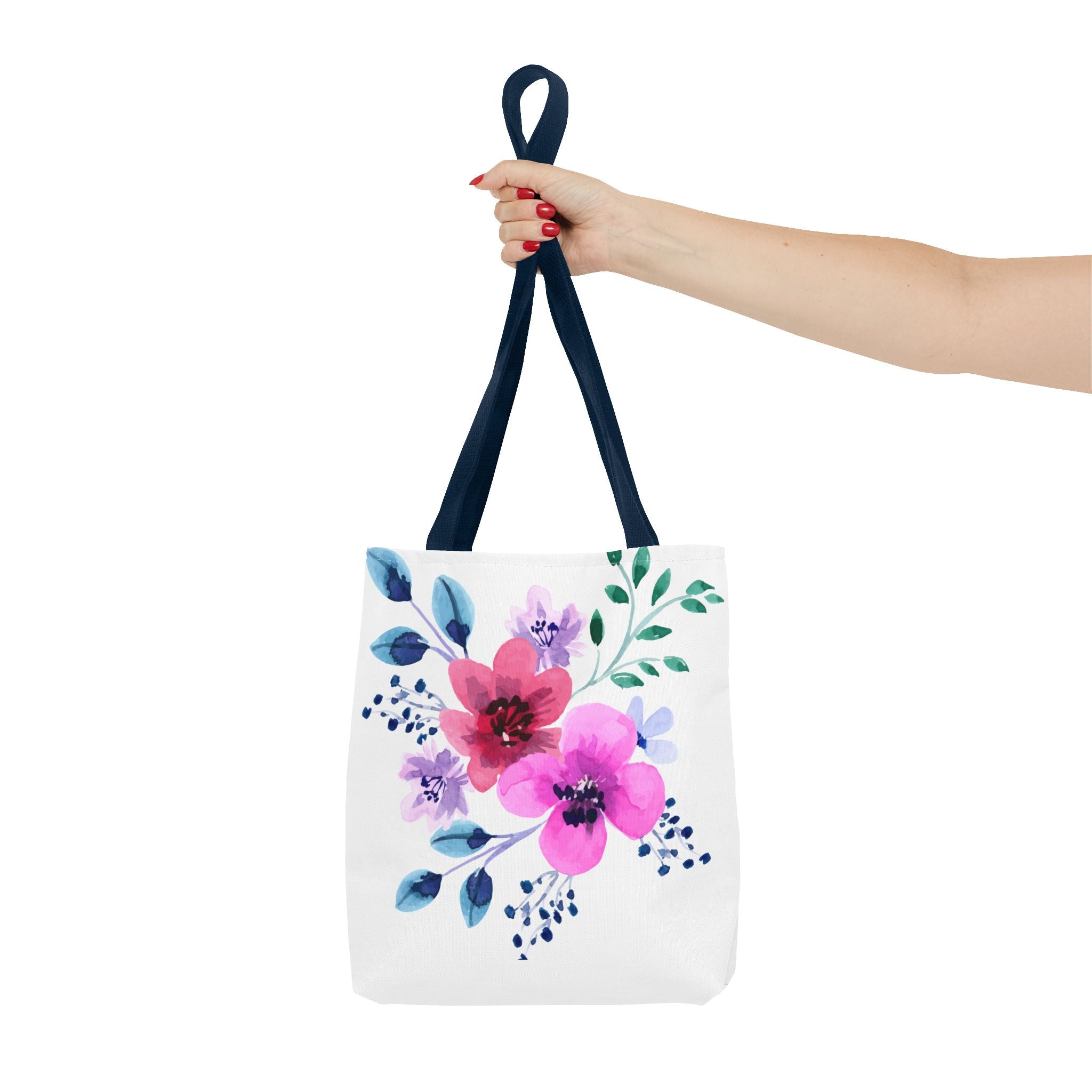 Floral Watercolor Tote Bag — Pink Blossoms All-Over Print