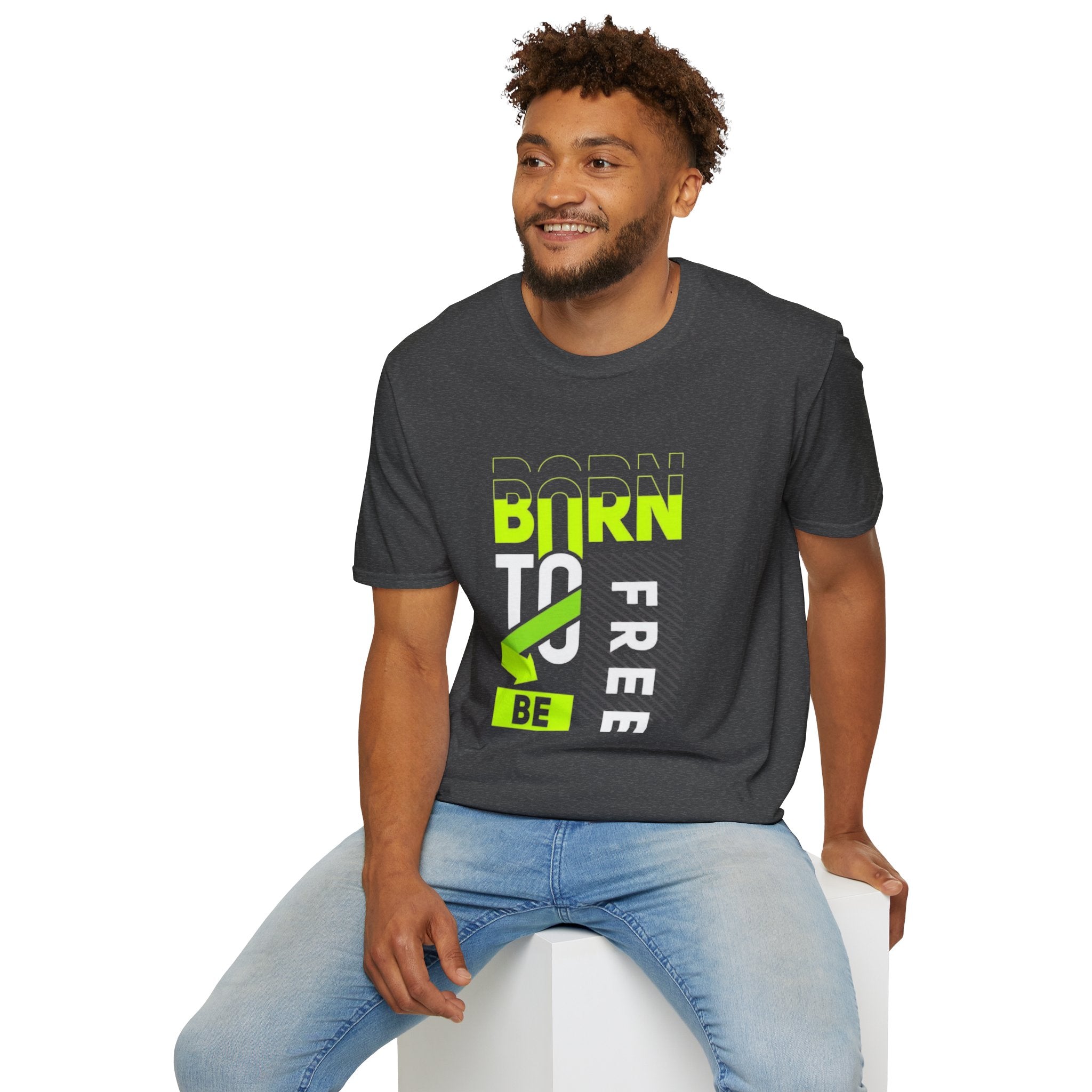 T-Shirt — Born To Be Free Neon Graphic Tee