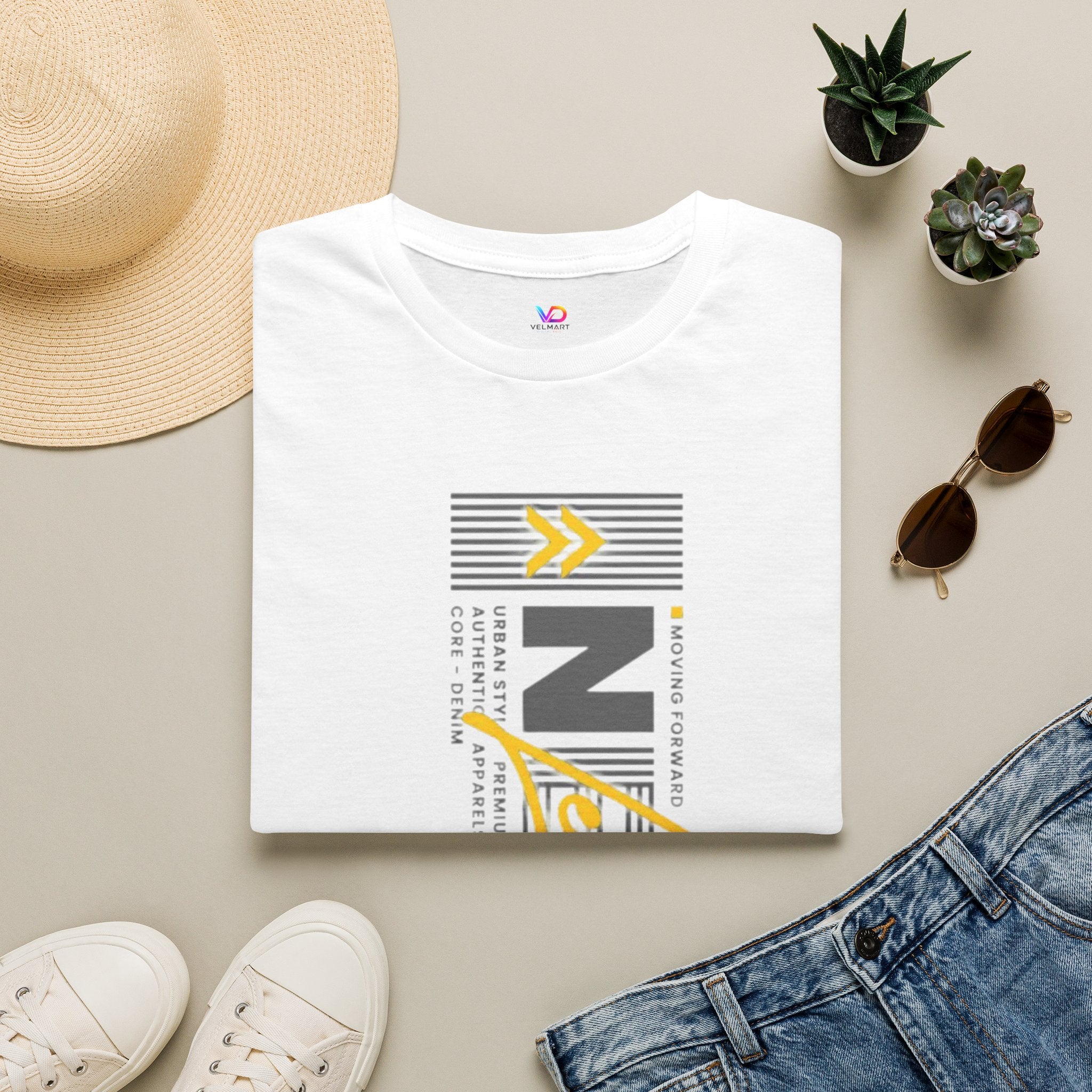 Vertical 'NEXT' Graphic T‑Shirt — Modern Yellow & Gray Streetwear Tee