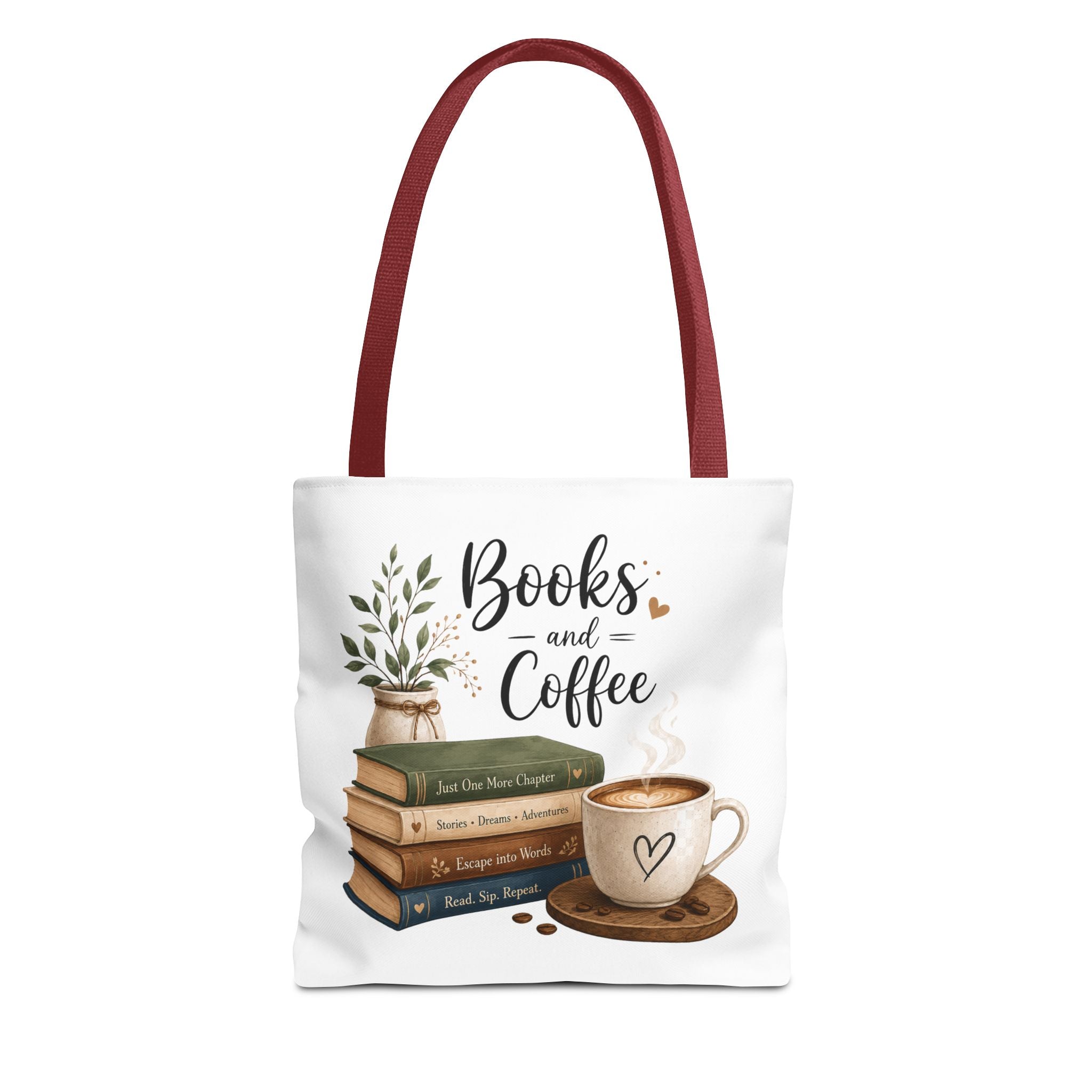 Books and Coffee Tote Bag — Book Lover Canvas Tote