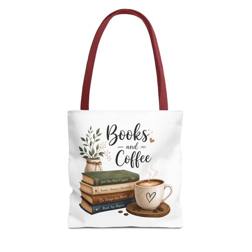 Books and Coffee Tote Bag — Book Lover Canvas Tote