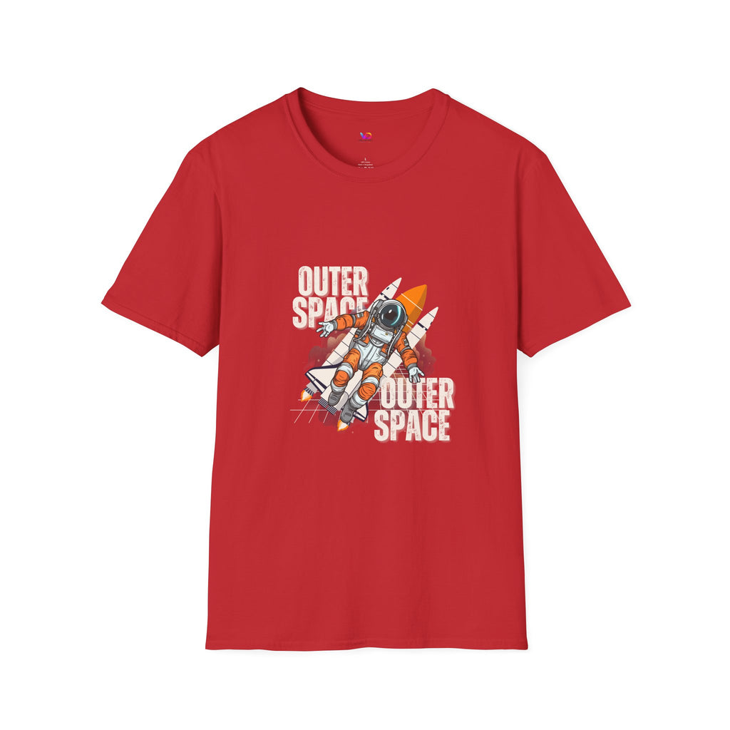 Outer Space Rocket Astronaut Tee — Retro Orange Space Shuttle T-Shirt