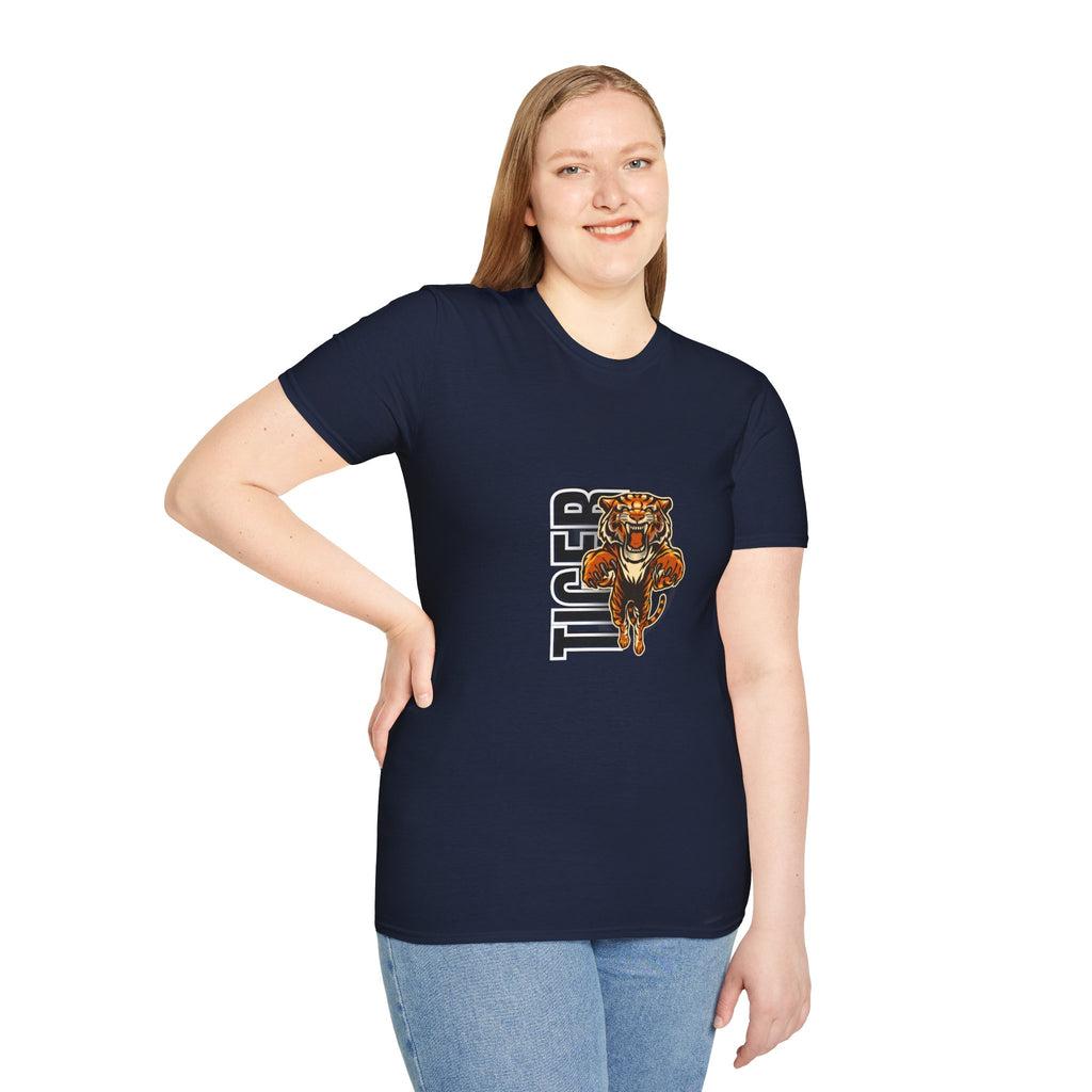 Tiger Graphic T-Shirt – Fierce Roaring Tiger Vertical Text Design