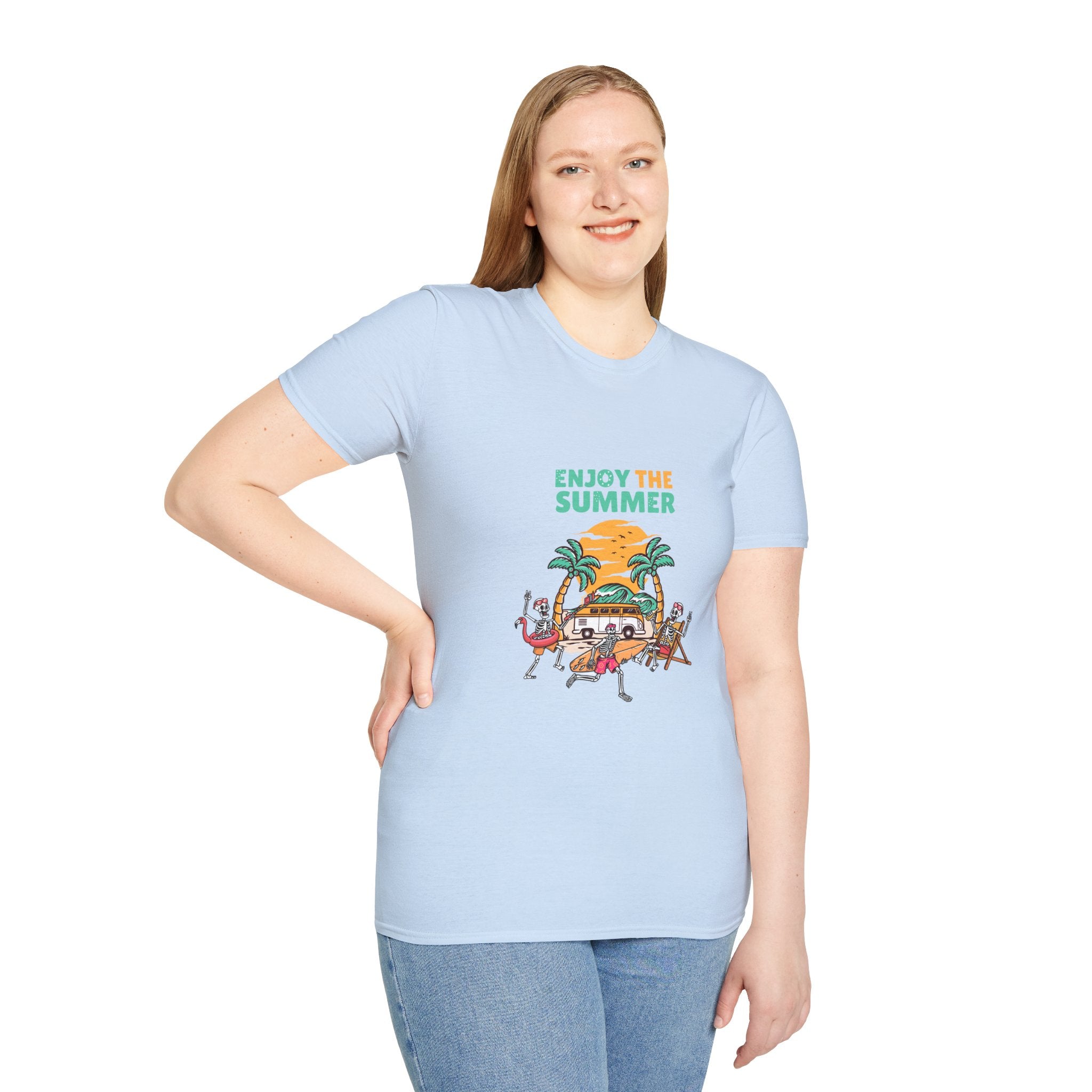 Summer Beach T-Shirt — "Enjoy The Summer" Palm Tree Surf Graphic