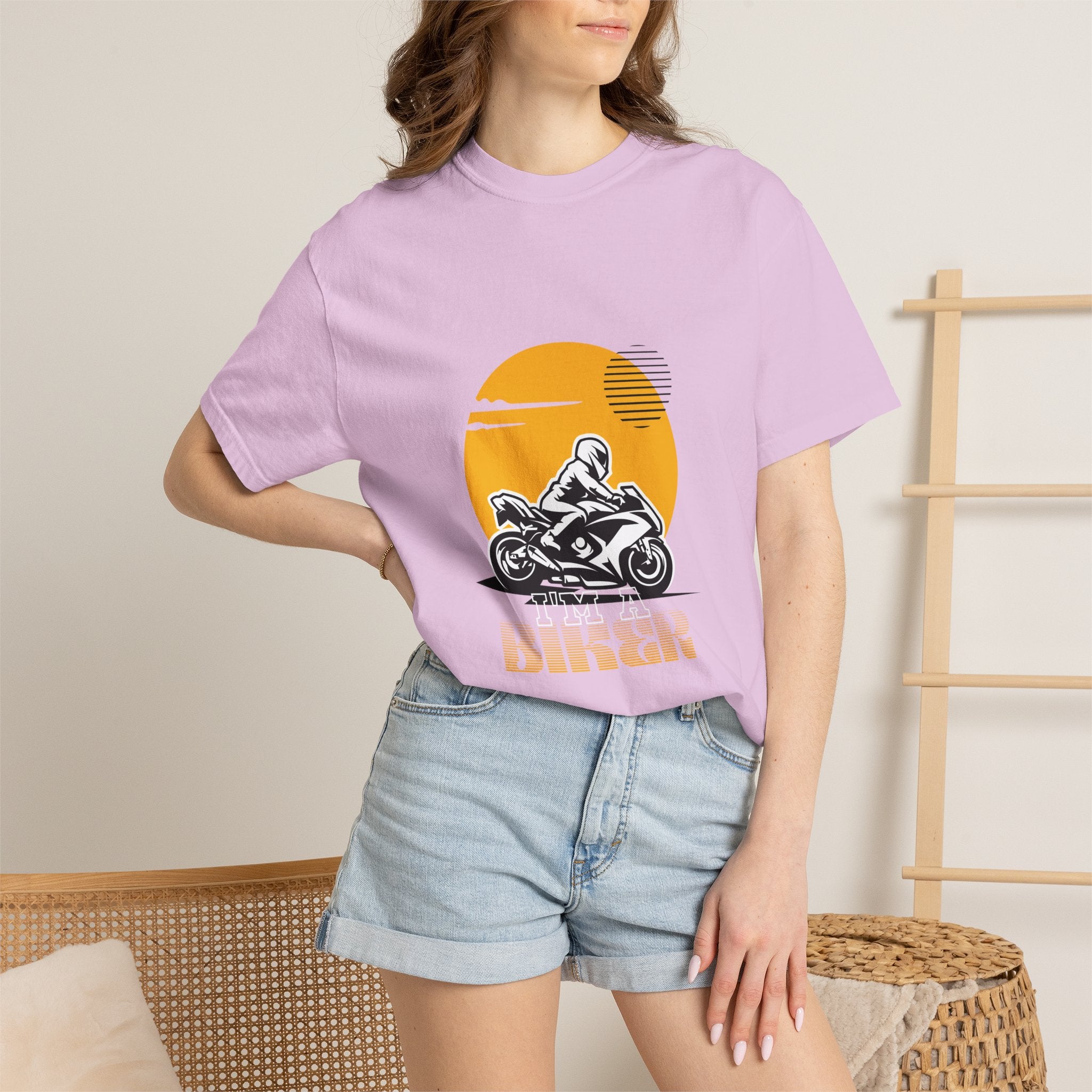 Motorcycle Rider T-Shirt — Retro Sunset Biker Graphic
