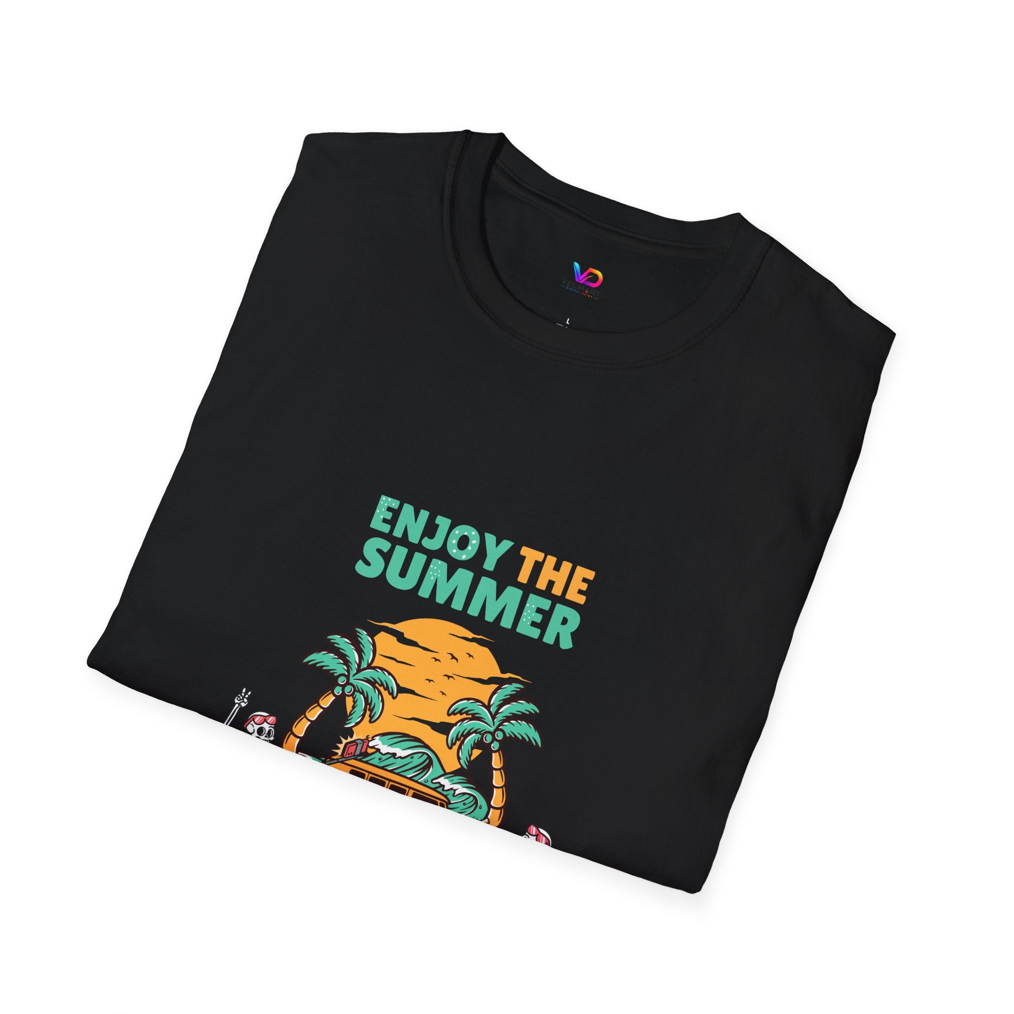 Summer Beach T-Shirt — "Enjoy The Summer" Palm Tree Surf Graphic