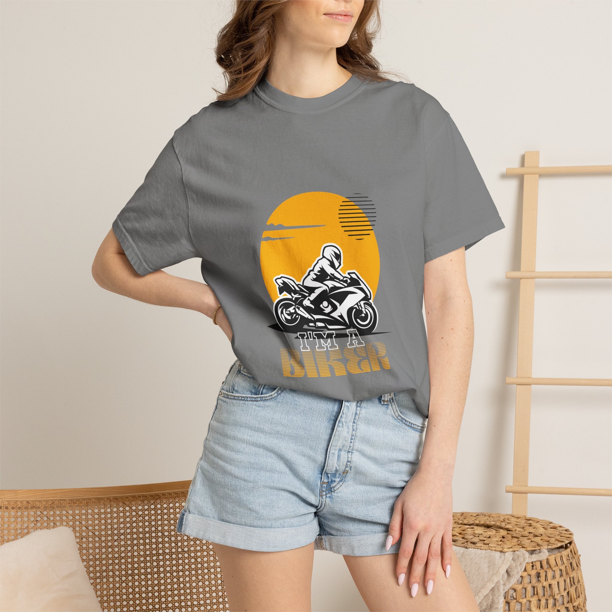 Motorcycle Rider T-Shirt — Retro Sunset Biker Graphic