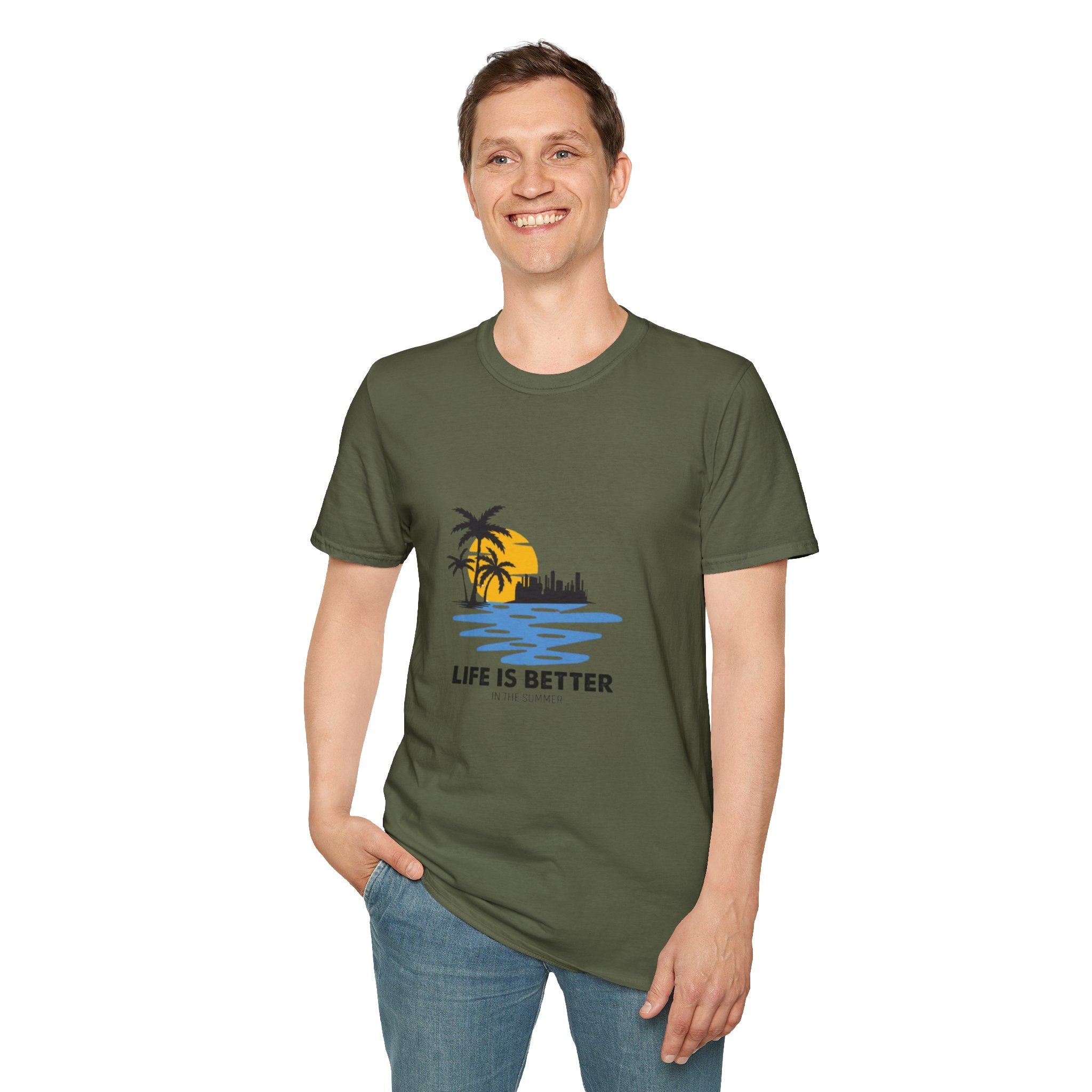 Sunset Beach T-Shirt — "Life Is Better" Palm Tree Graphic
