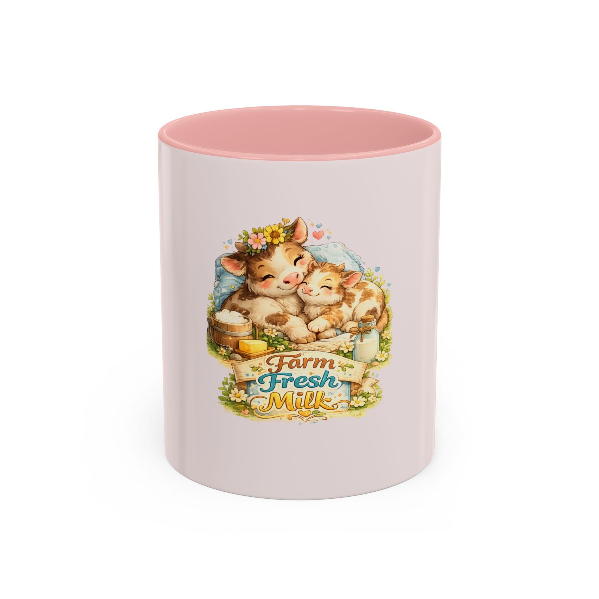 Farm Fresh Milk Coffee Mug — Cute Vintage Kittens Illustration (Accent 11/15oz)