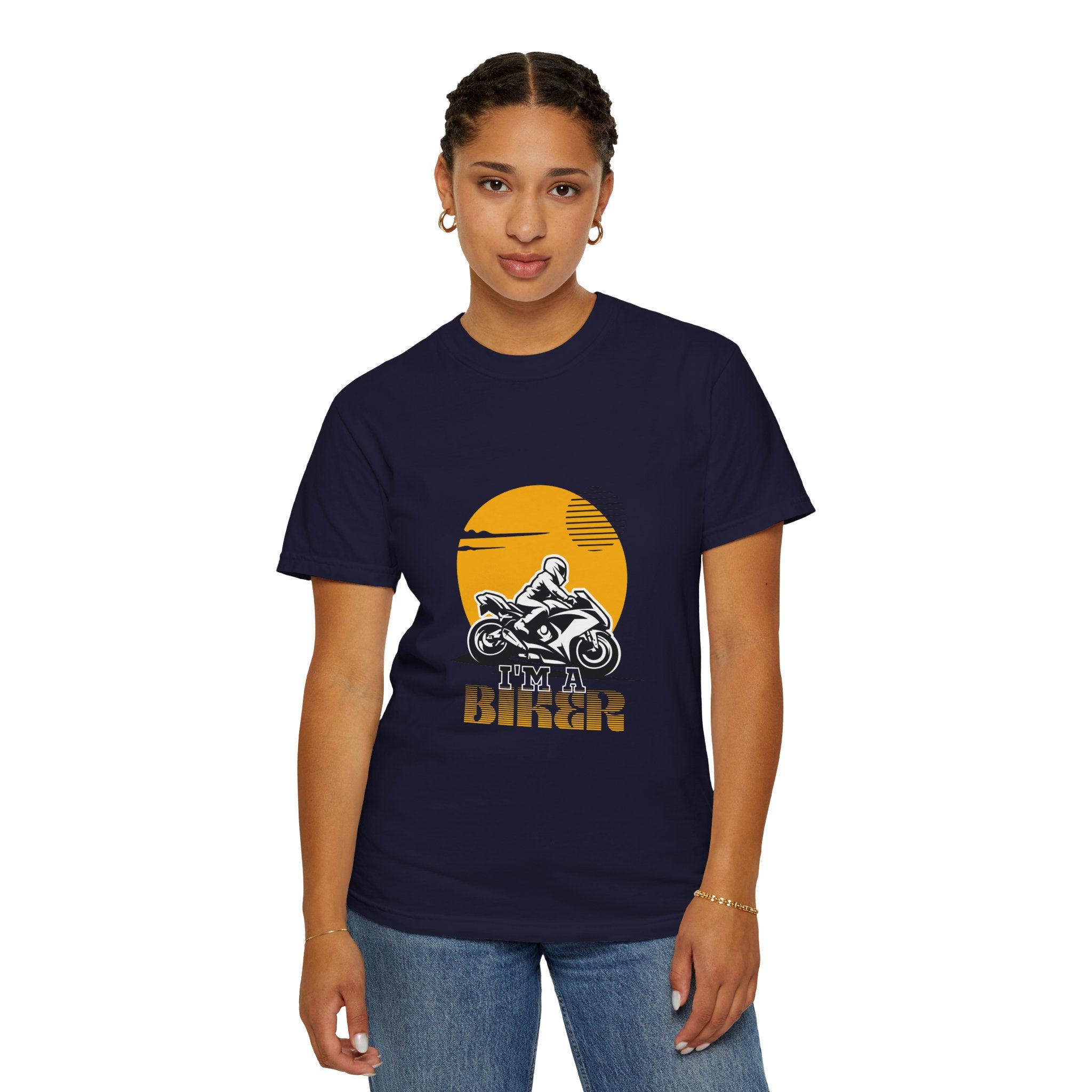 Motorcycle Rider T-Shirt — Retro Sunset Biker Graphic