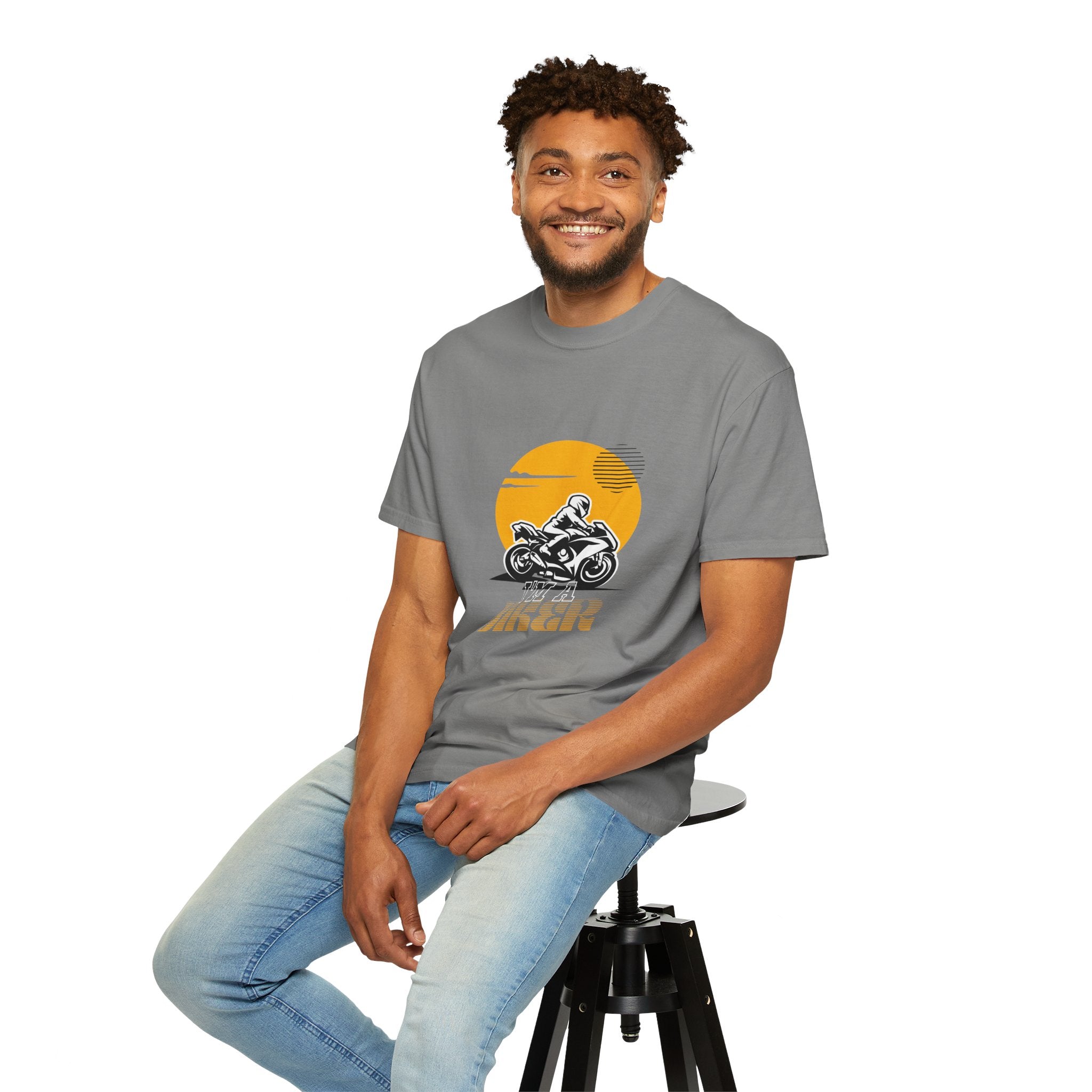 Motorcycle Rider T-Shirt — Retro Sunset Biker Graphic