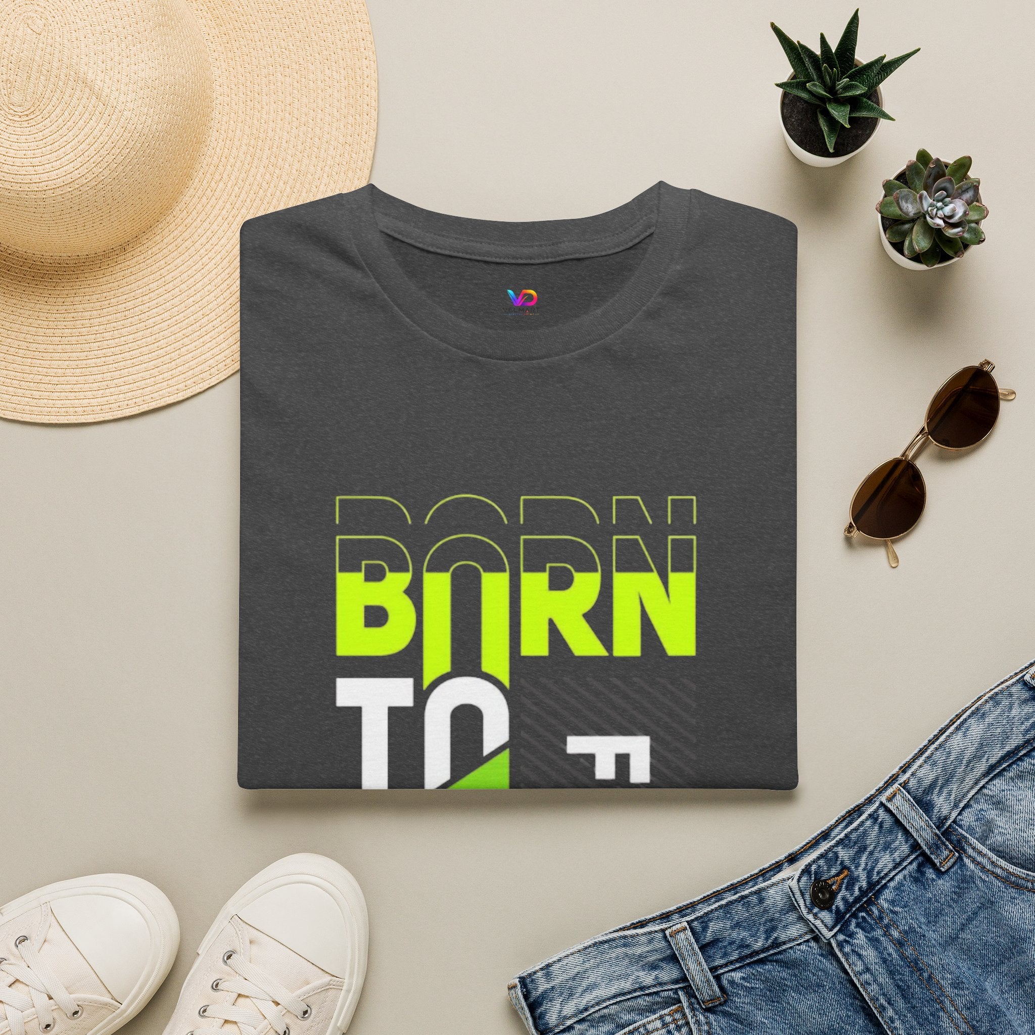 T-Shirt — Born To Be Free Neon Graphic Tee