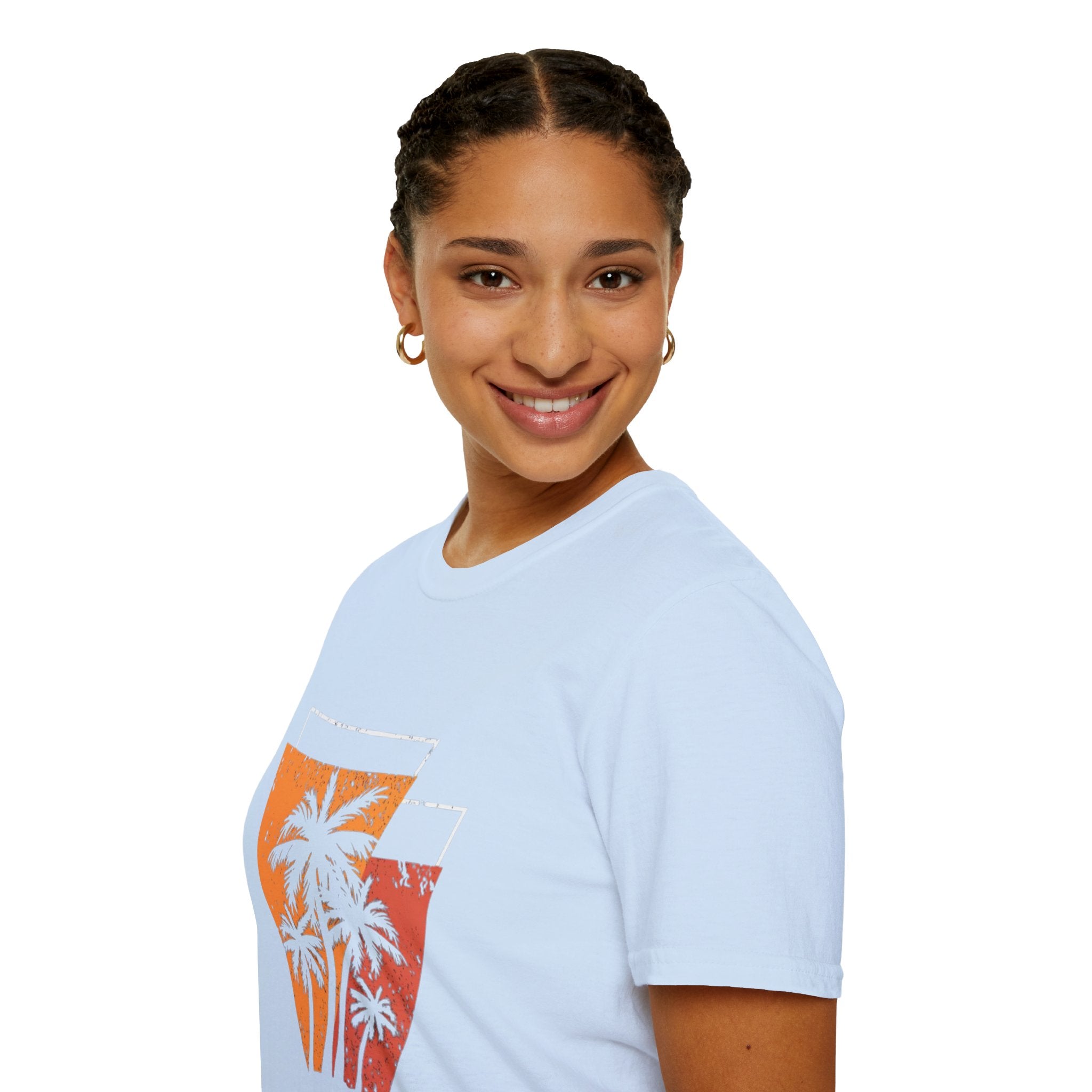 Vintage Palm Triangle T‑Shirt — Retro Sunset Beach Tee