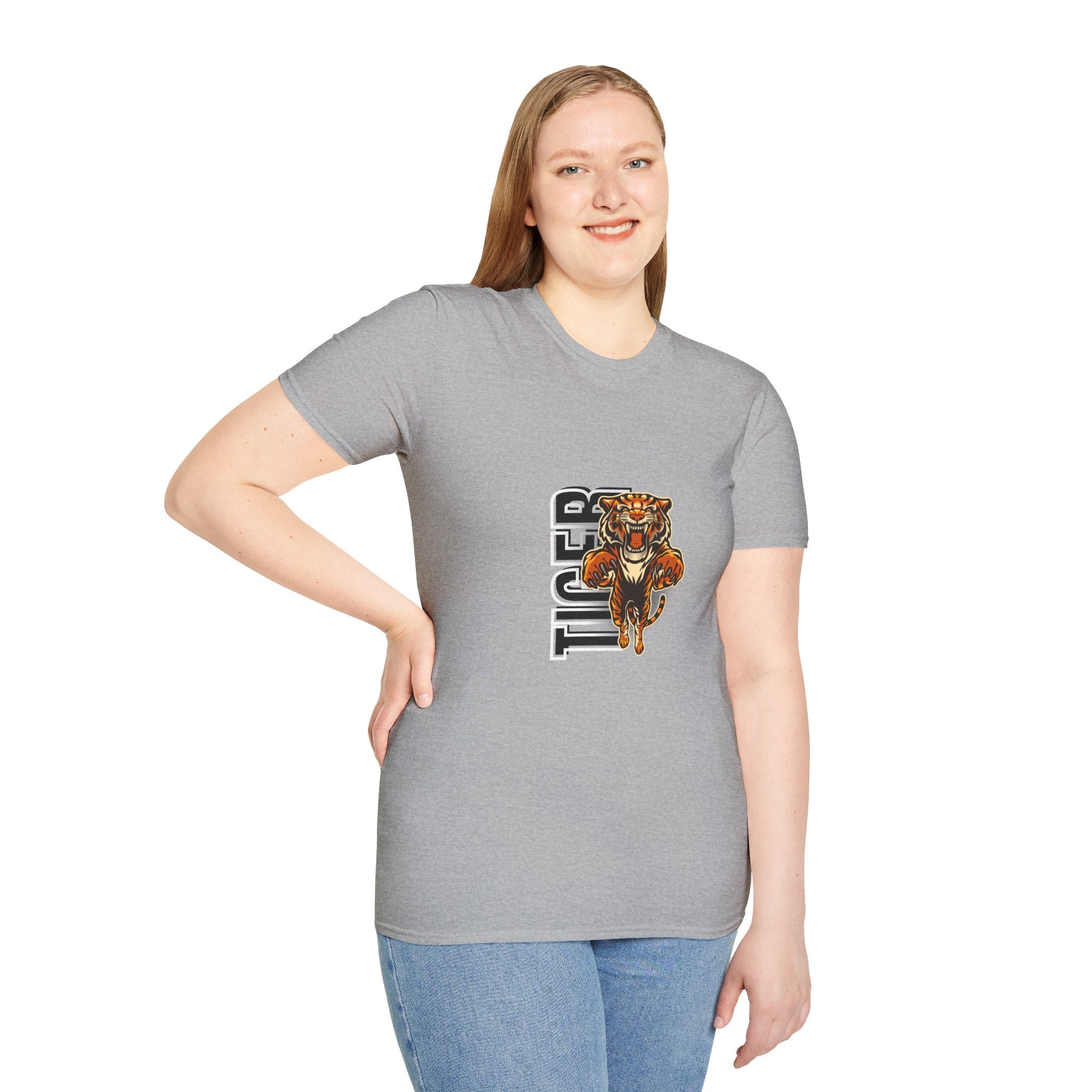 Tiger Graphic T-Shirt – Fierce Roaring Tiger Vertical Text Design