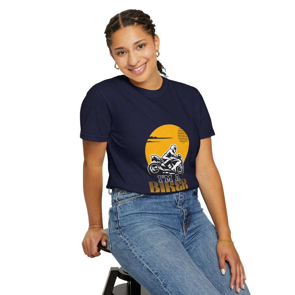 Motorcycle Rider T-Shirt — Retro Sunset Biker Graphic