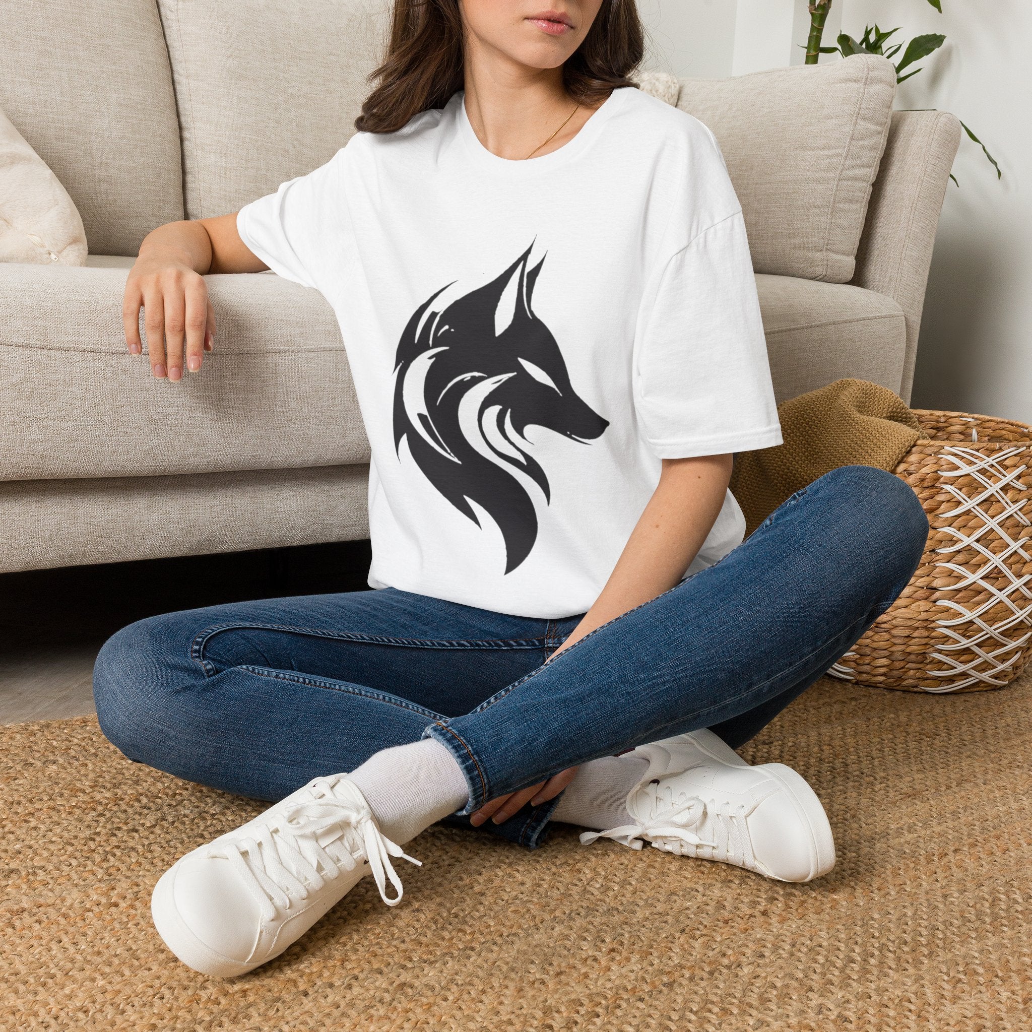 Wolf Silhouette T-Shirt — Tribal Black Wolf Graphic Tee