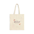 Happy Weekend Canvas Tote Bag — Floral Cotton Market Bag