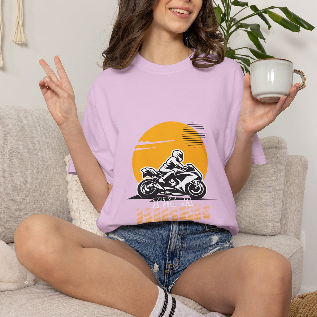 Motorcycle Rider T-Shirt — Retro Sunset Biker Graphic