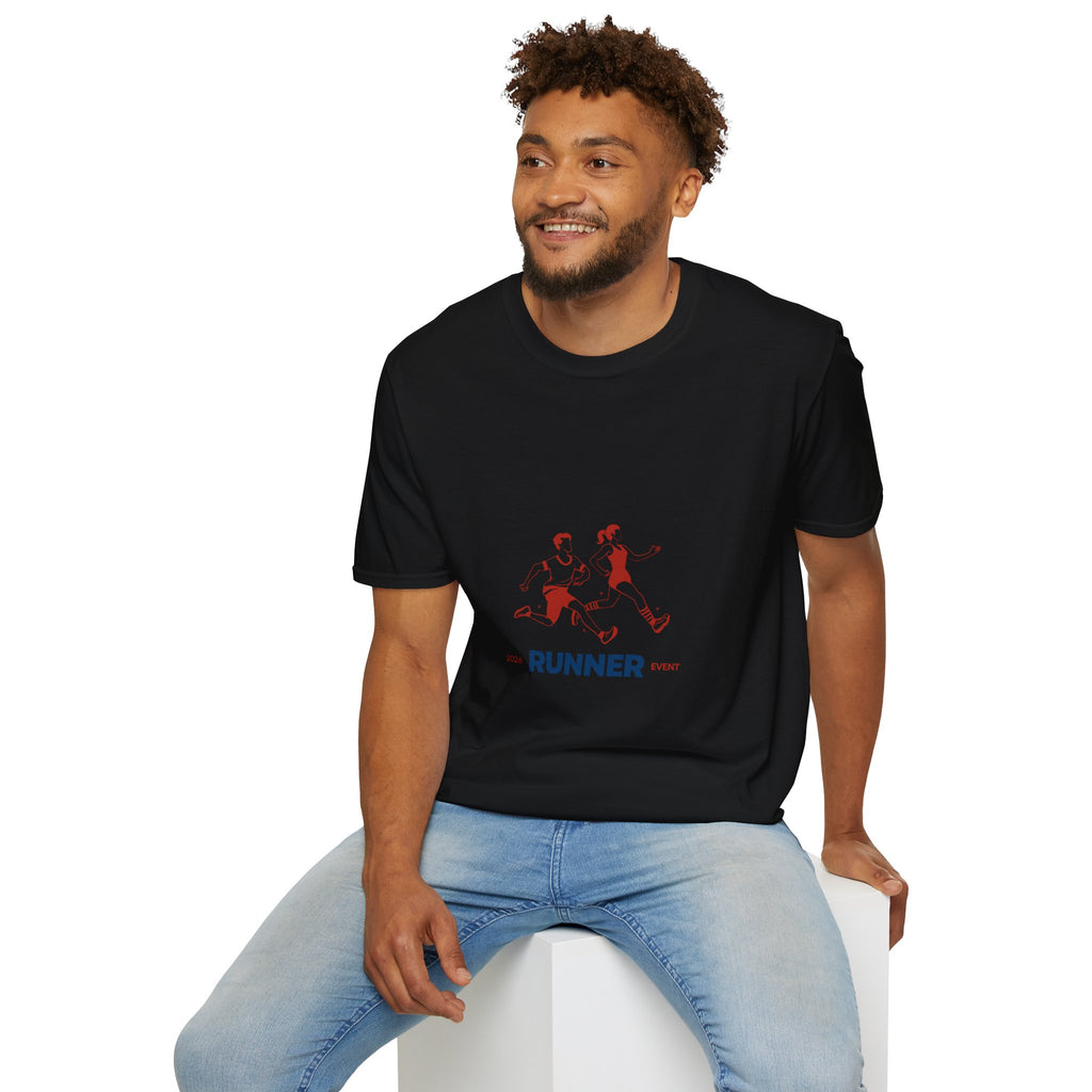 Runner Graphic Tee — Retro Couple Jogging Design