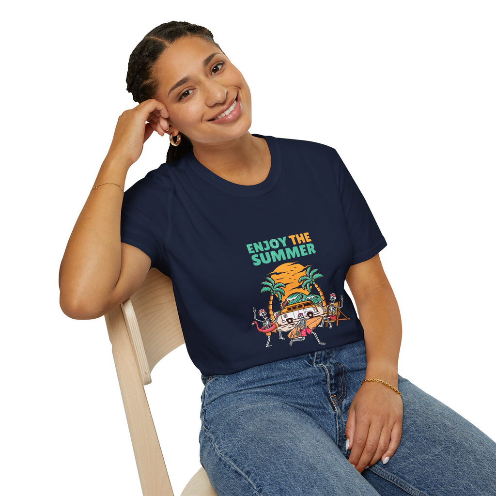 Summer Beach T-Shirt — "Enjoy The Summer" Palm Tree Surf Graphic