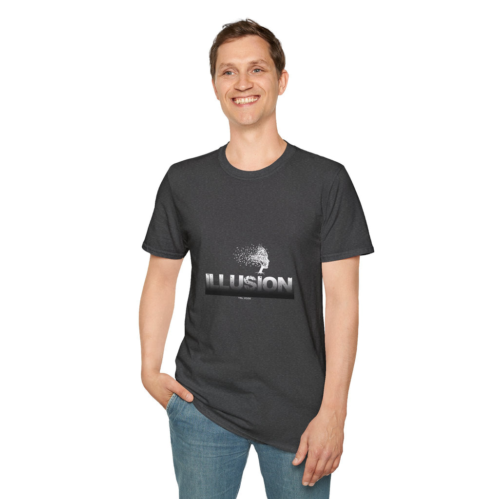 Illusion Tree Graphic T-Shirt — Surreal 'ILLUSION' Typography Tee