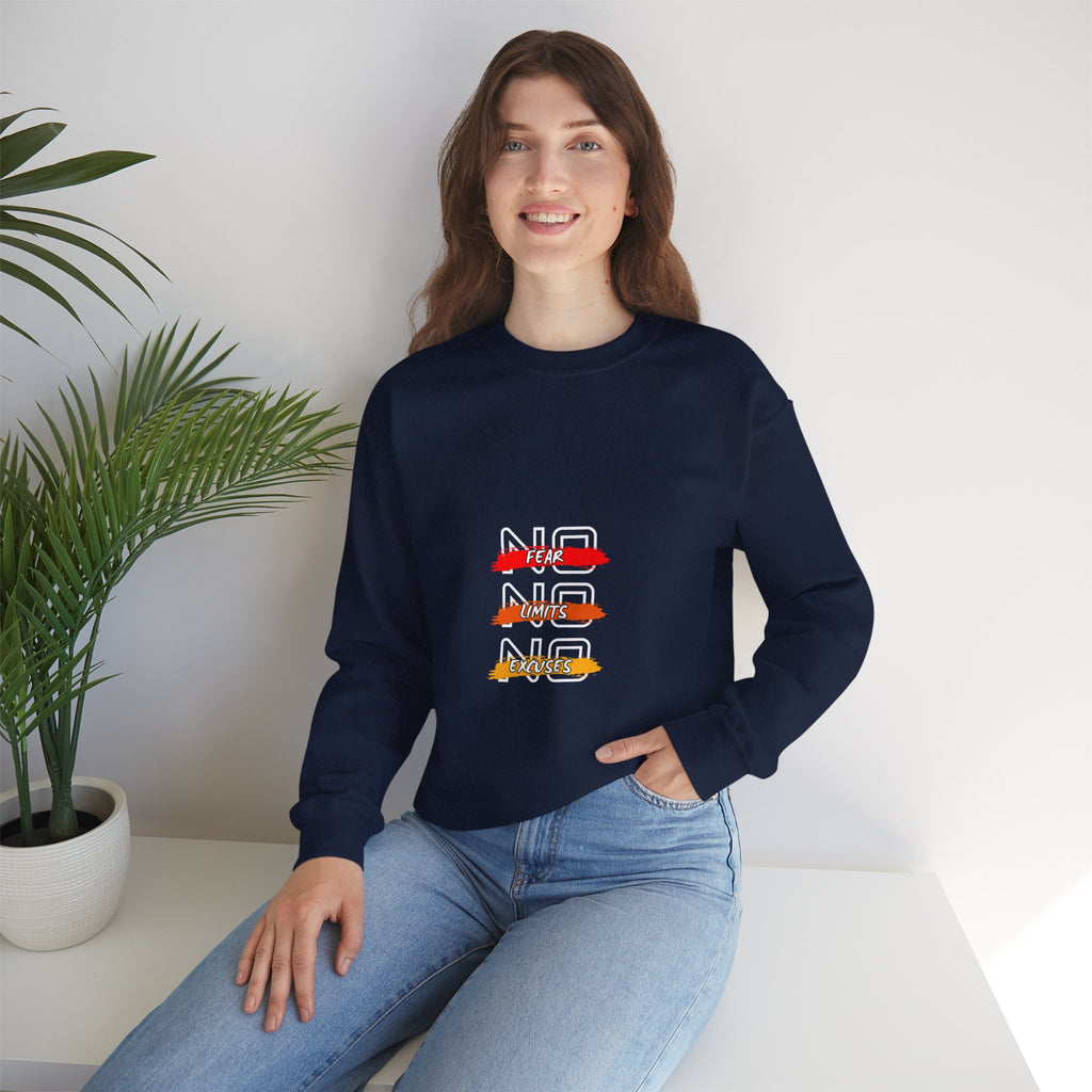 No Fear No Limits No Doubt Crewneck Sweatshirt — Motivational Graphic Pullover