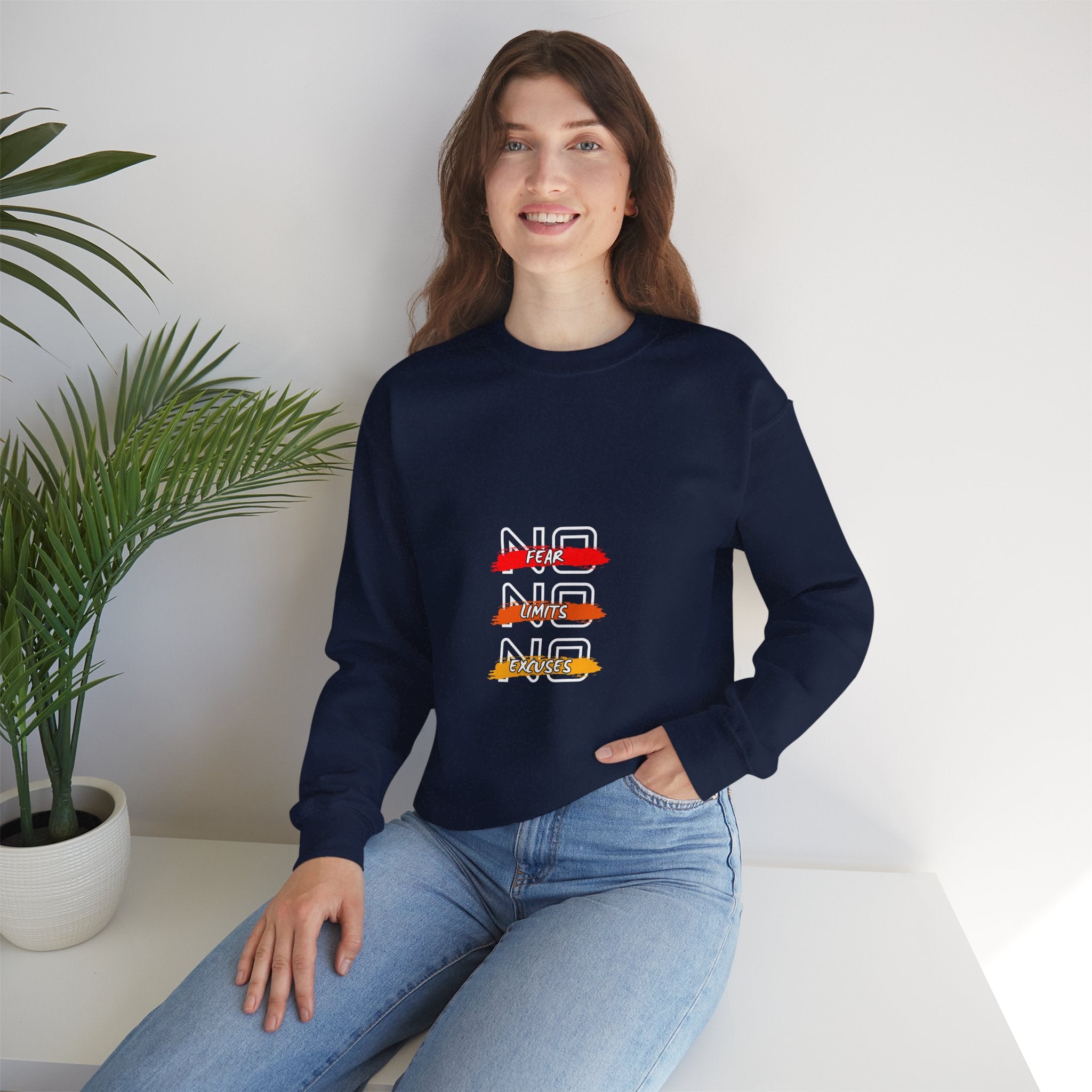 No Fear No Limits No Doubt Crewneck Sweatshirt — Motivational Graphic Pullover